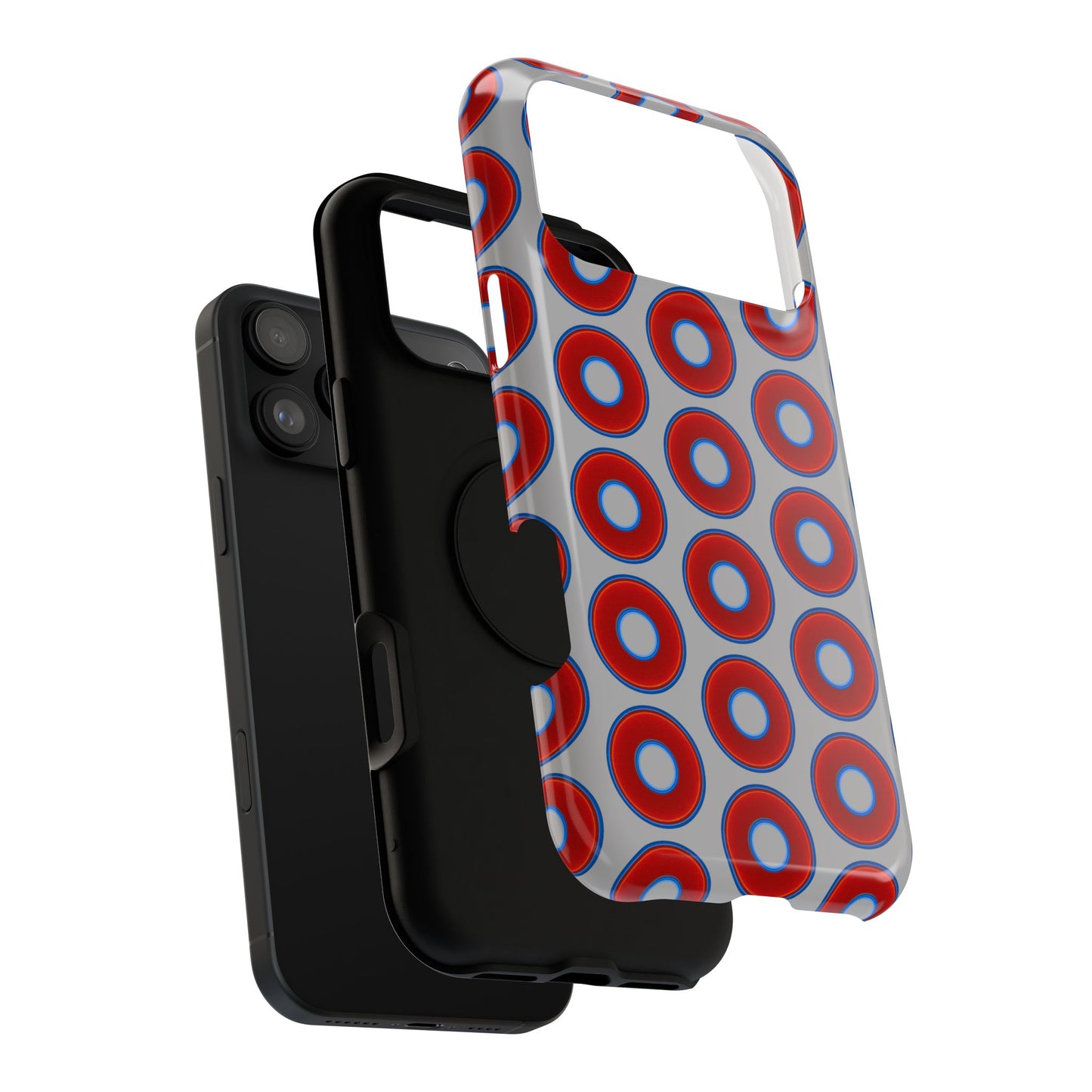 Impact-Resistant Lumpy Donut Case - red vivid donut print w/light gray background