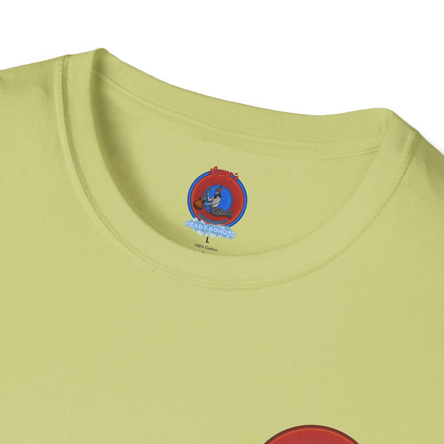 Classic Donut Tee - Unisex Soft-Style - "Dis' sheet, it's bananas!" - series 1.0 - variant 2 - red donut