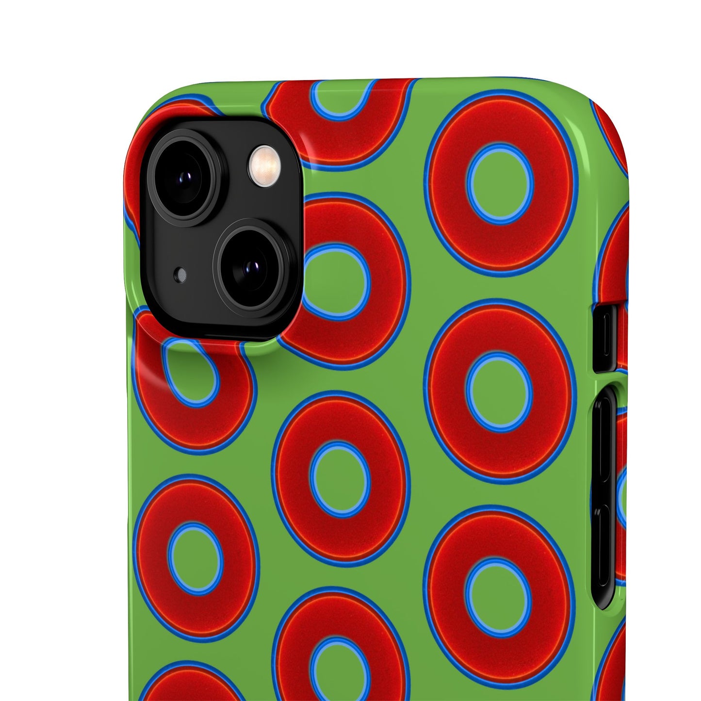<Lumpy Donut Snap Case - red vivid donut print w/light green background