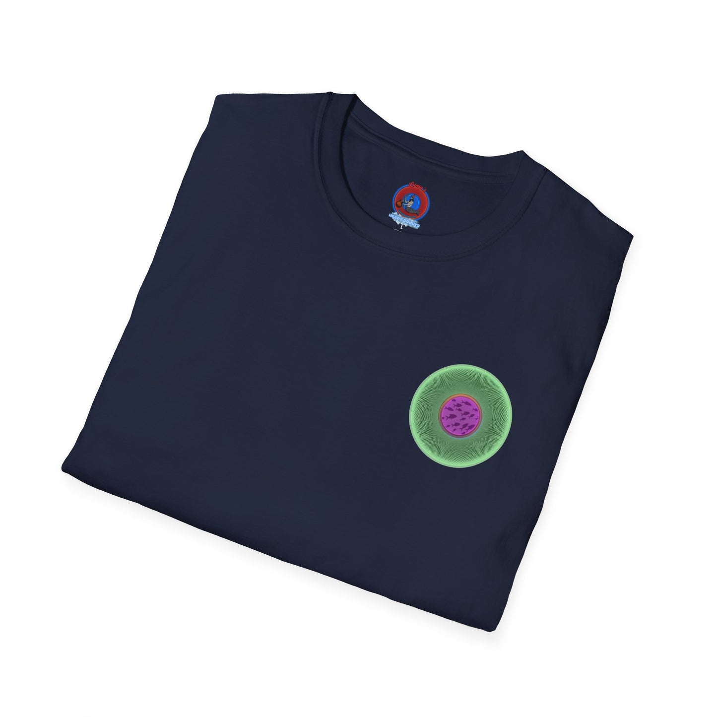 Classic Donut Tee - Unisex Soft-Style - "Swimming By" - variant 1 - series 1.0 - florescent green donut