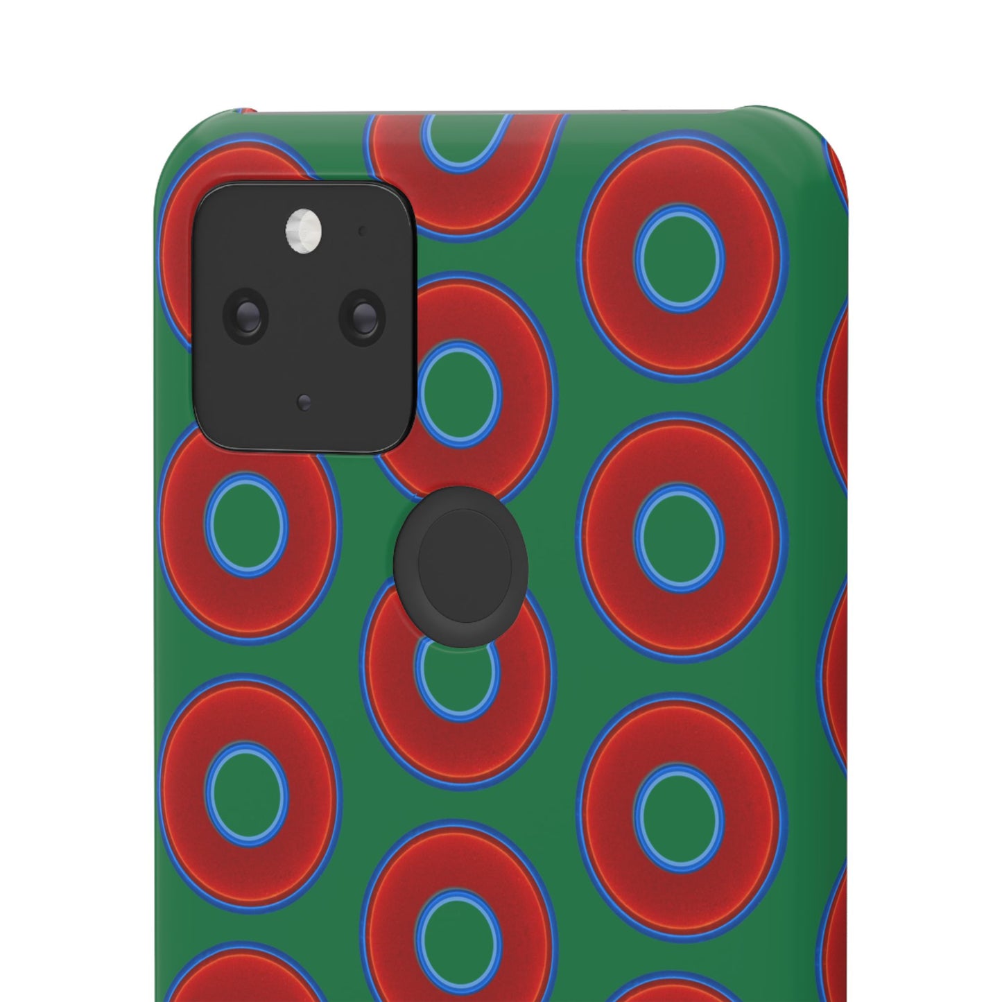 Lumpy Donut Snap Case - red vivid donut print w/green background