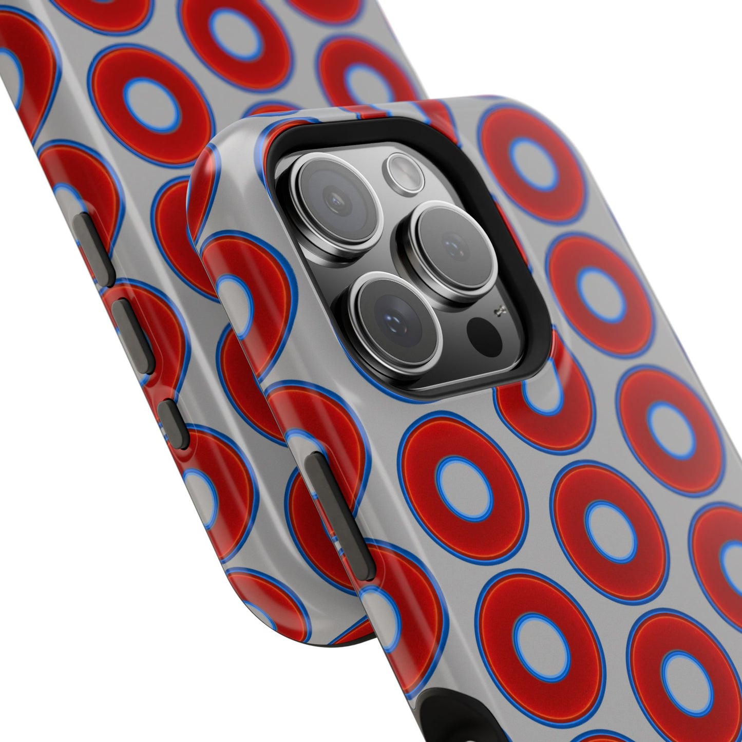 Magnetic Tough Donut Case - red vivid donut print w/light gray background
