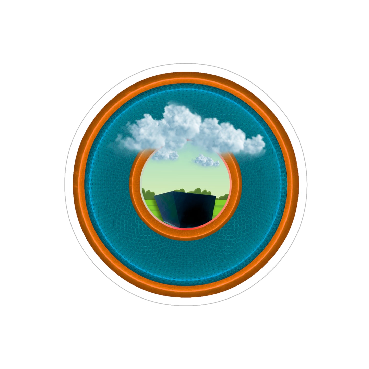 Donut Bumper/Outdoor Sticker - "Got Rhombus?" - series 1.0 - variant 3 - blue/orange donut - [Die-Cut] 6"x 6"