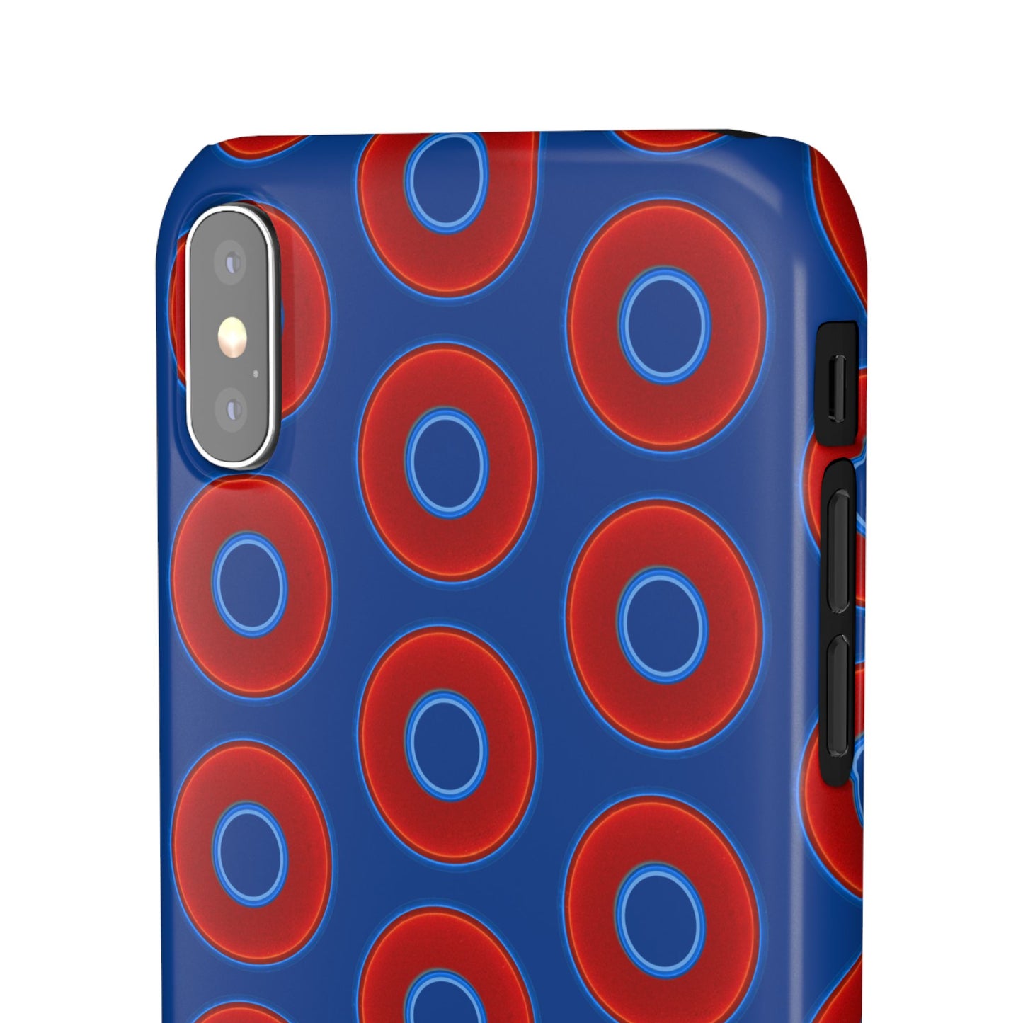 Lumpy Donut Snap Case - red vivid donut print w/dark blue background