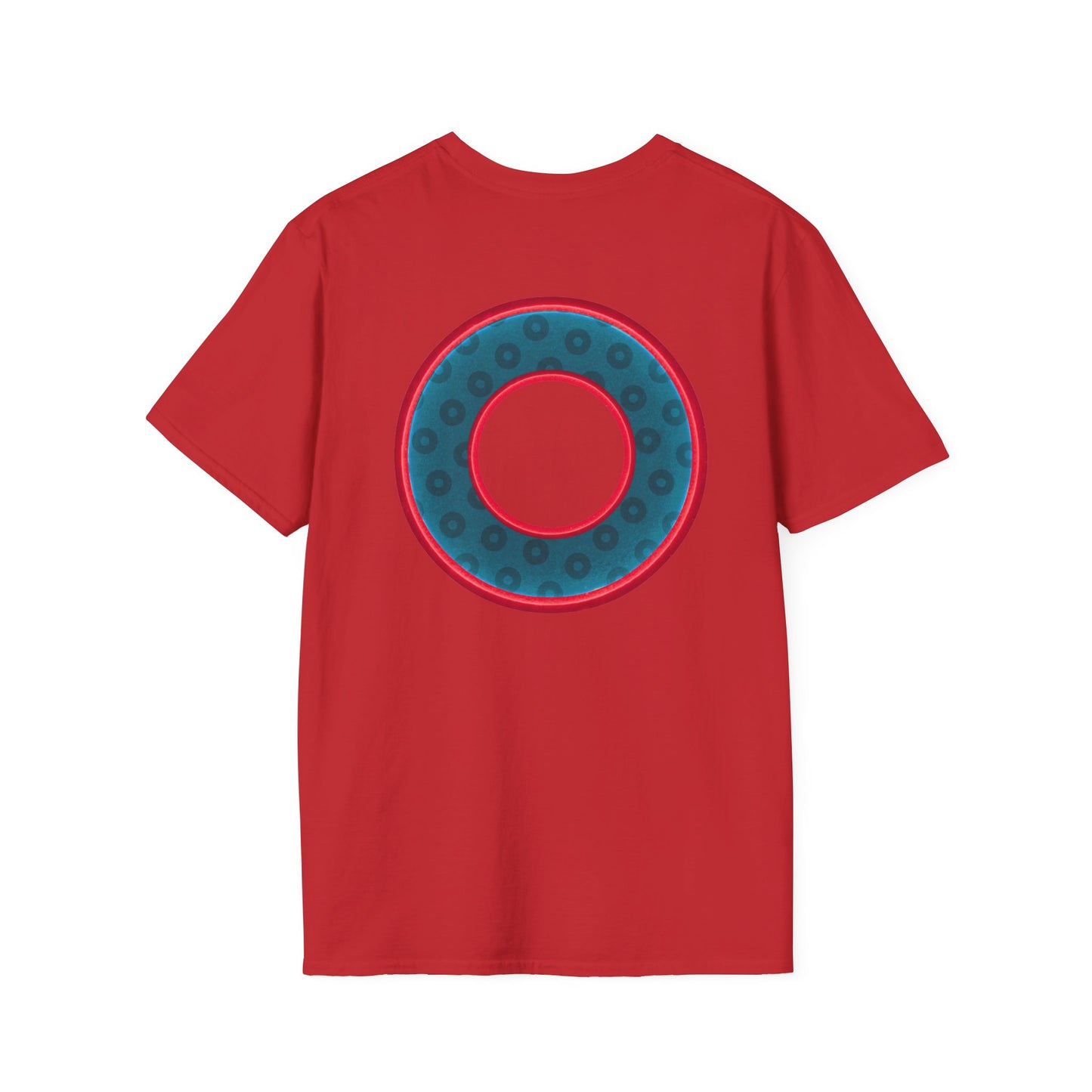 Plain Donuts/Unisex Soft-Style - "Plain Wide Mouthed Paradoxical Donuts" - dark aquamarine blue/red donuts