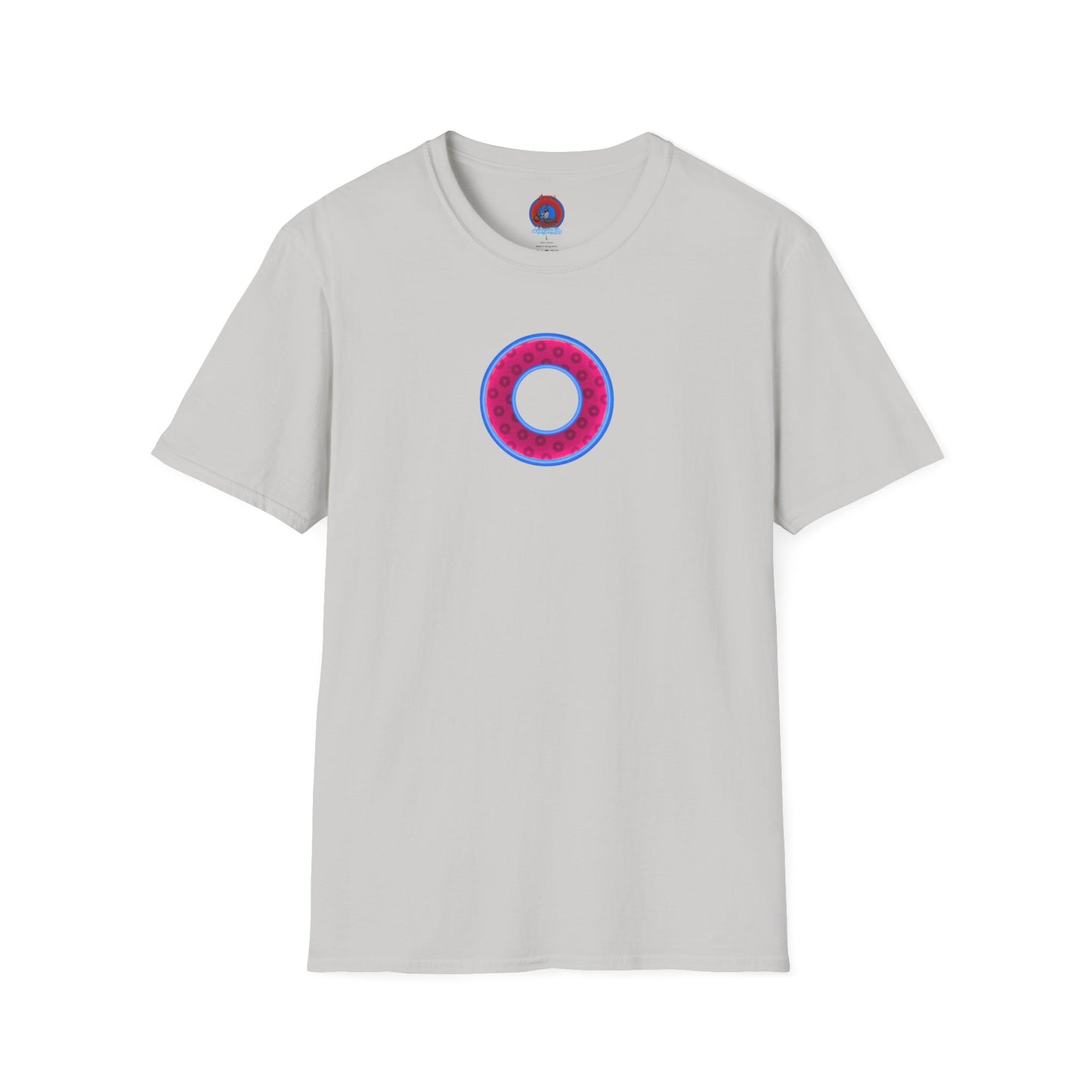 Plain Donuts/Unisex Soft-Style - "Plain Wide Mouthed Paradoxical Donuts" - bright magenta/light blue royal blue donuts