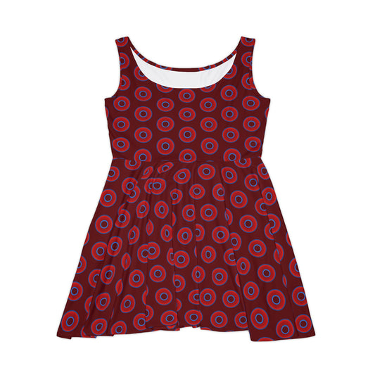 Women's Skater Donut Dress - vivid red donut print w/dark red background