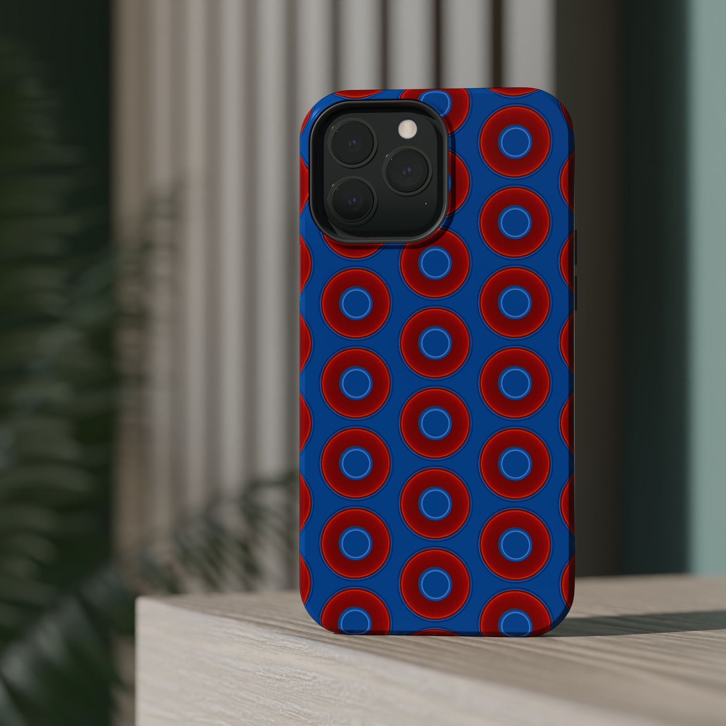 Magnetic Tough Donut Case - red vivid donut print w/dark royal blue background