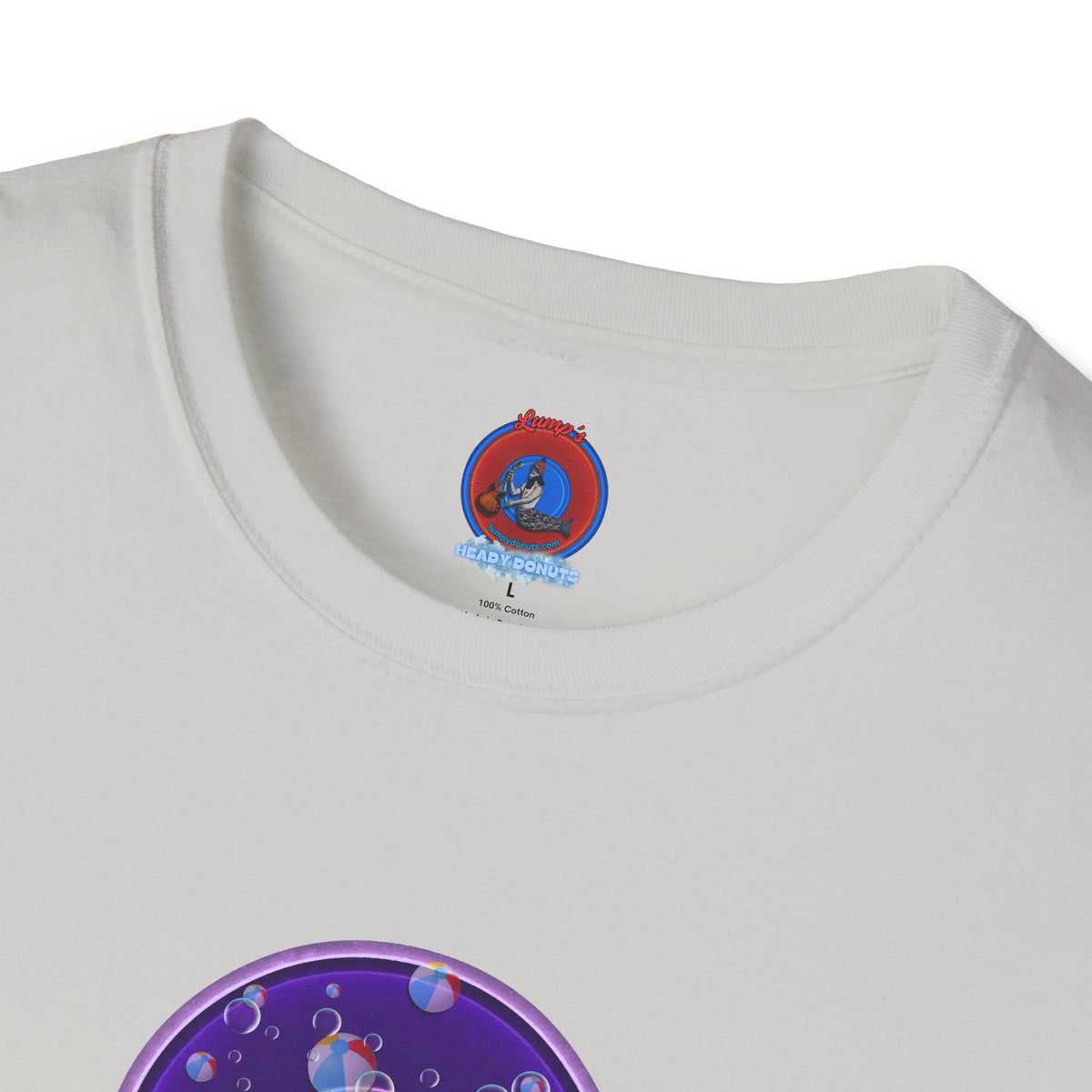 Classic Donut Tee - Unisex Soft-Style - "Sure That Sirens Made This Donut For Me" - vivid dark purple/light purple donut