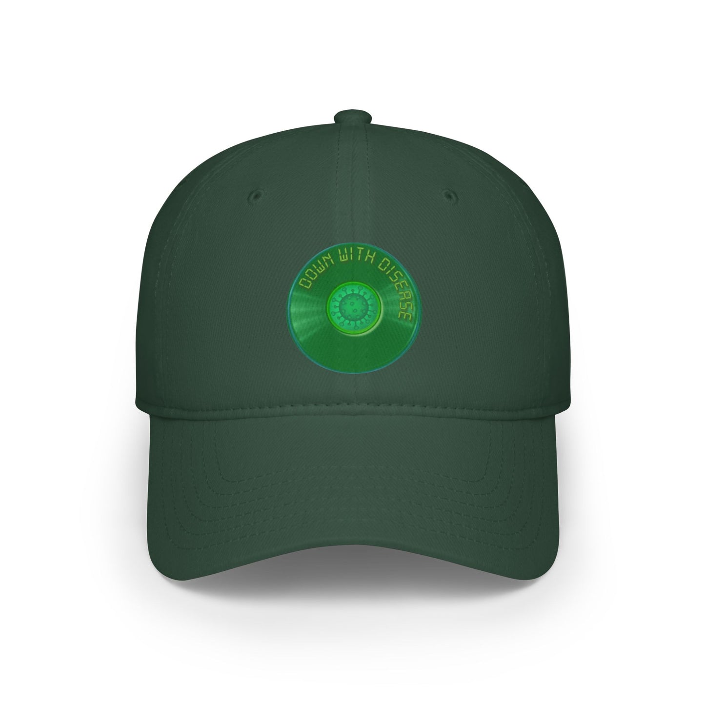 Lumpy Donut Baseball Cap - "Down with this Baseball Cap" - vivid green record donut w/