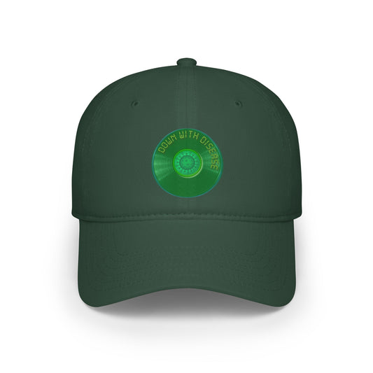Lumpy Donut Baseball Cap - "Down with this Baseball Cap" - vivid green record donut w/