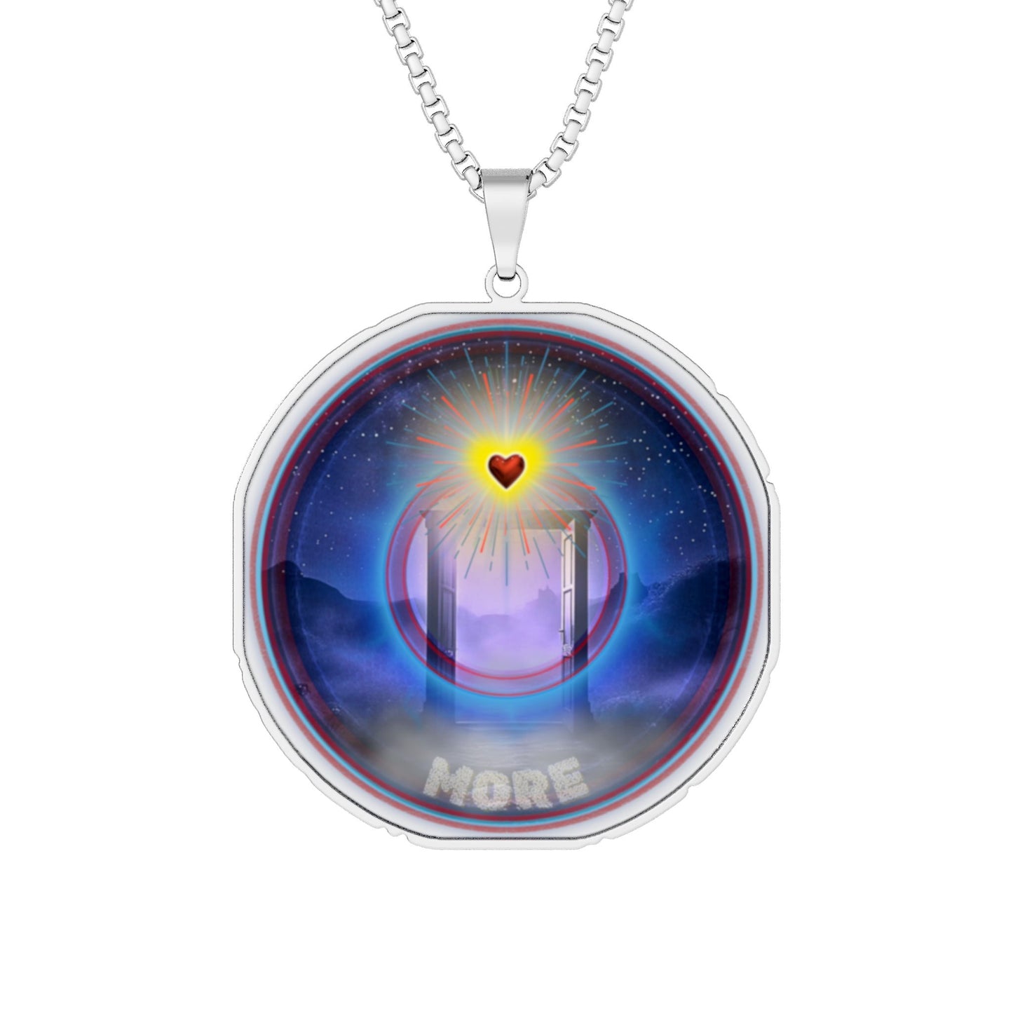 Lump's Heady Donut Necklace - 1" x 1" Stainless Steel Pendant - "The More Charitable Donut Pendant" - vivid surreal donut [*Charitable Donut]