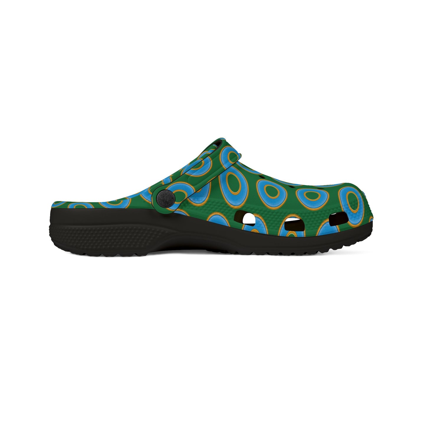 Spatchcocks - donut slip-on shoes - light blue rustic donuts w/green background [unisex]