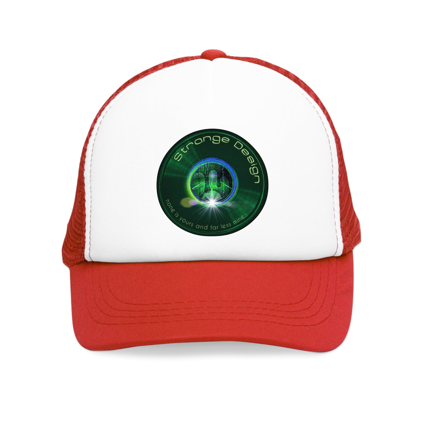 Lumpy Trucker Hat - "Strangely Designed Hat" - green donut