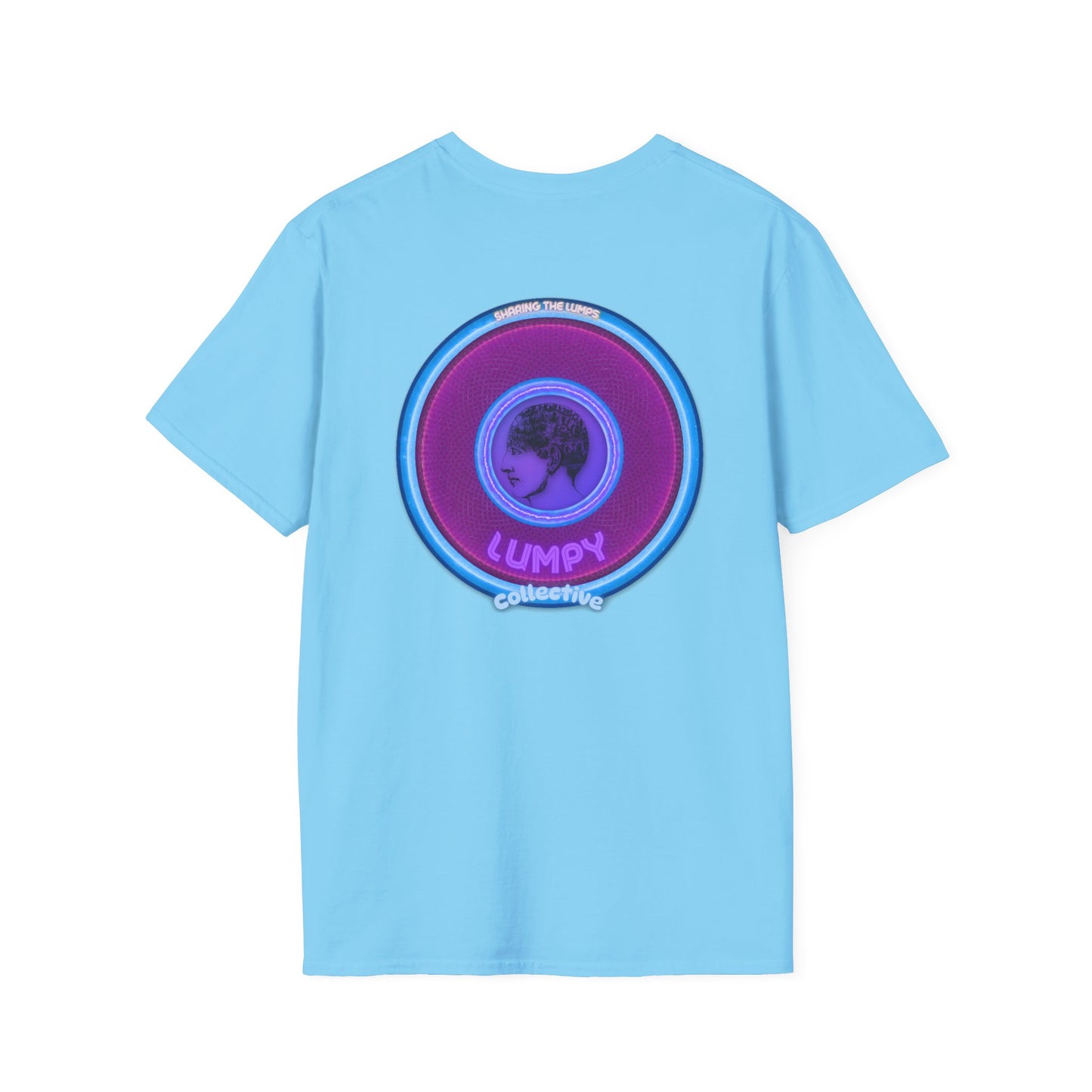 Classic Donut Tee - Unisex Soft-Style - "Lumpy Collective Donut" - rustic purple/light blue lumpy donut - variant 2