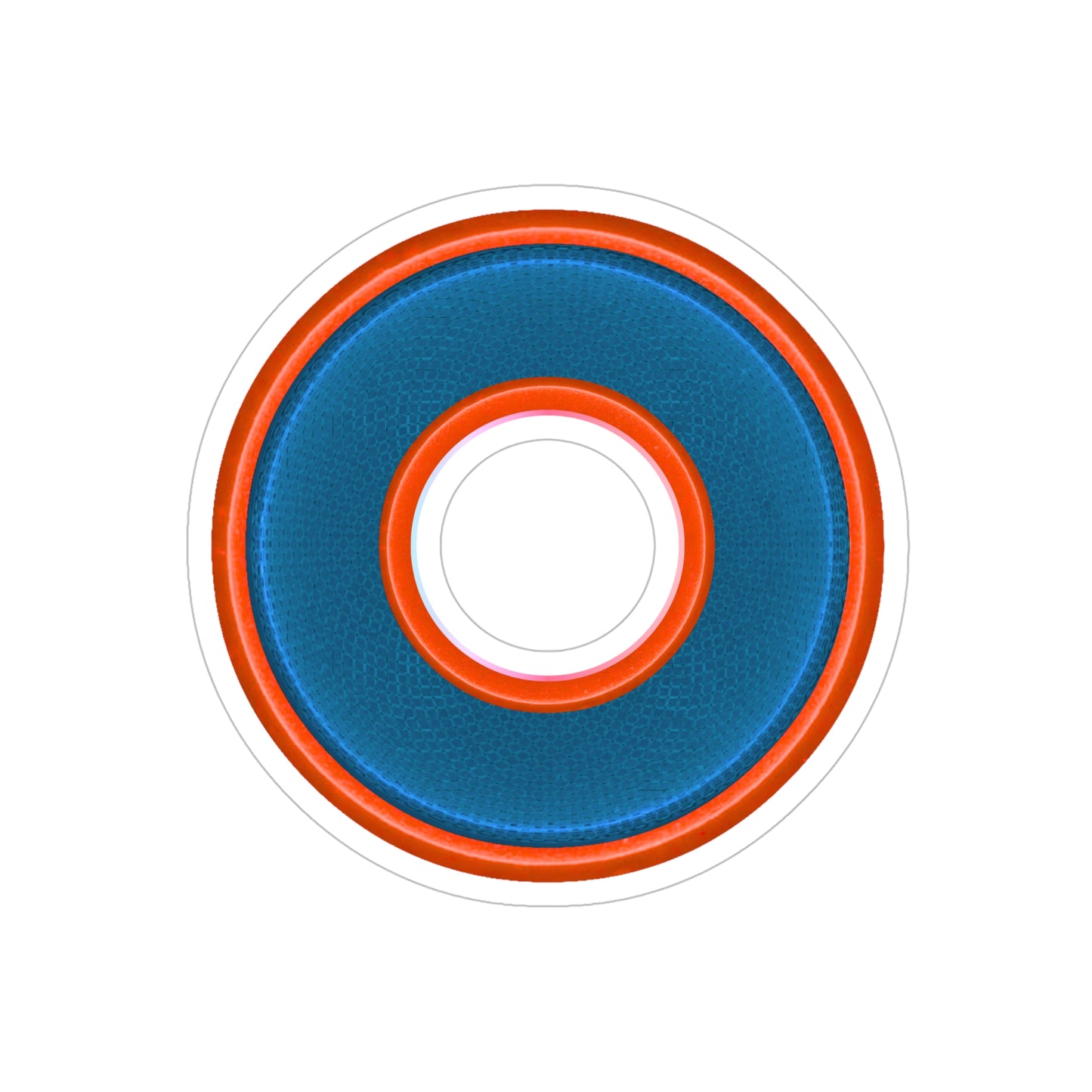 Donut Bumper/Outdoor Sticker - "Plain Jane Donut" - series 1.0 - variant - 4 - blue/orange - [Die-Cut] 6"x 6"