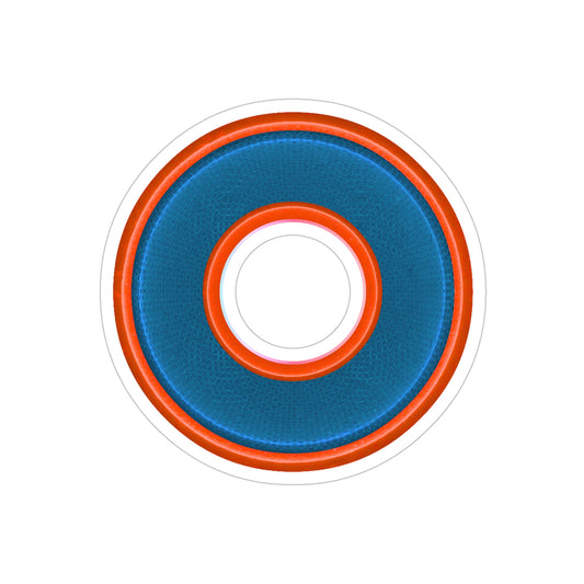 Donut Bumper/Outdoor Sticker - "Plain Jane Donut" - series 1.0 - variant - 4 - blue/orange - [Die-Cut] 6"x 6"