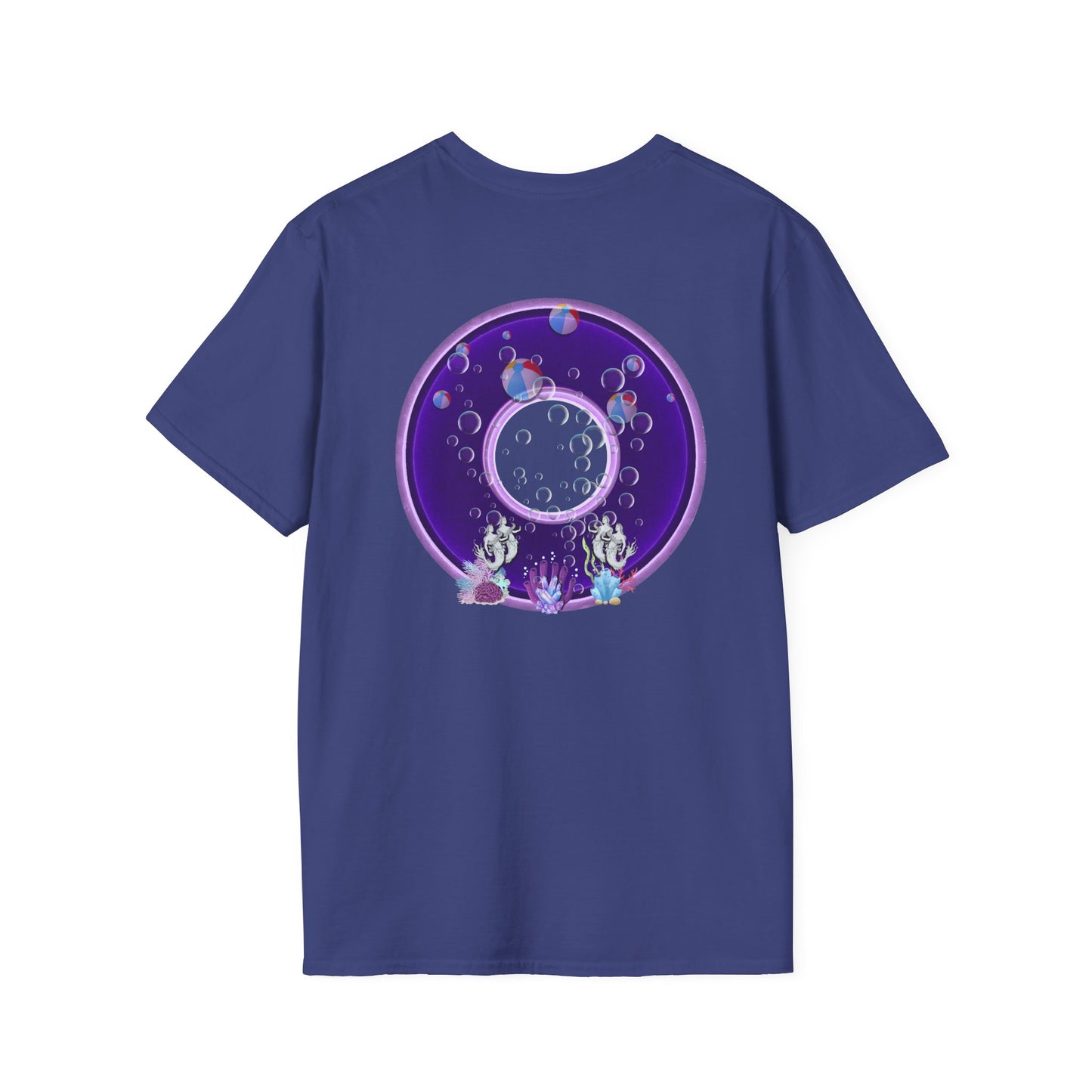 Classic Donut Tee - Unisex Soft-Style - "Sure That Sirens Made This Donut For Me" - vivid dark purple/light purple donut