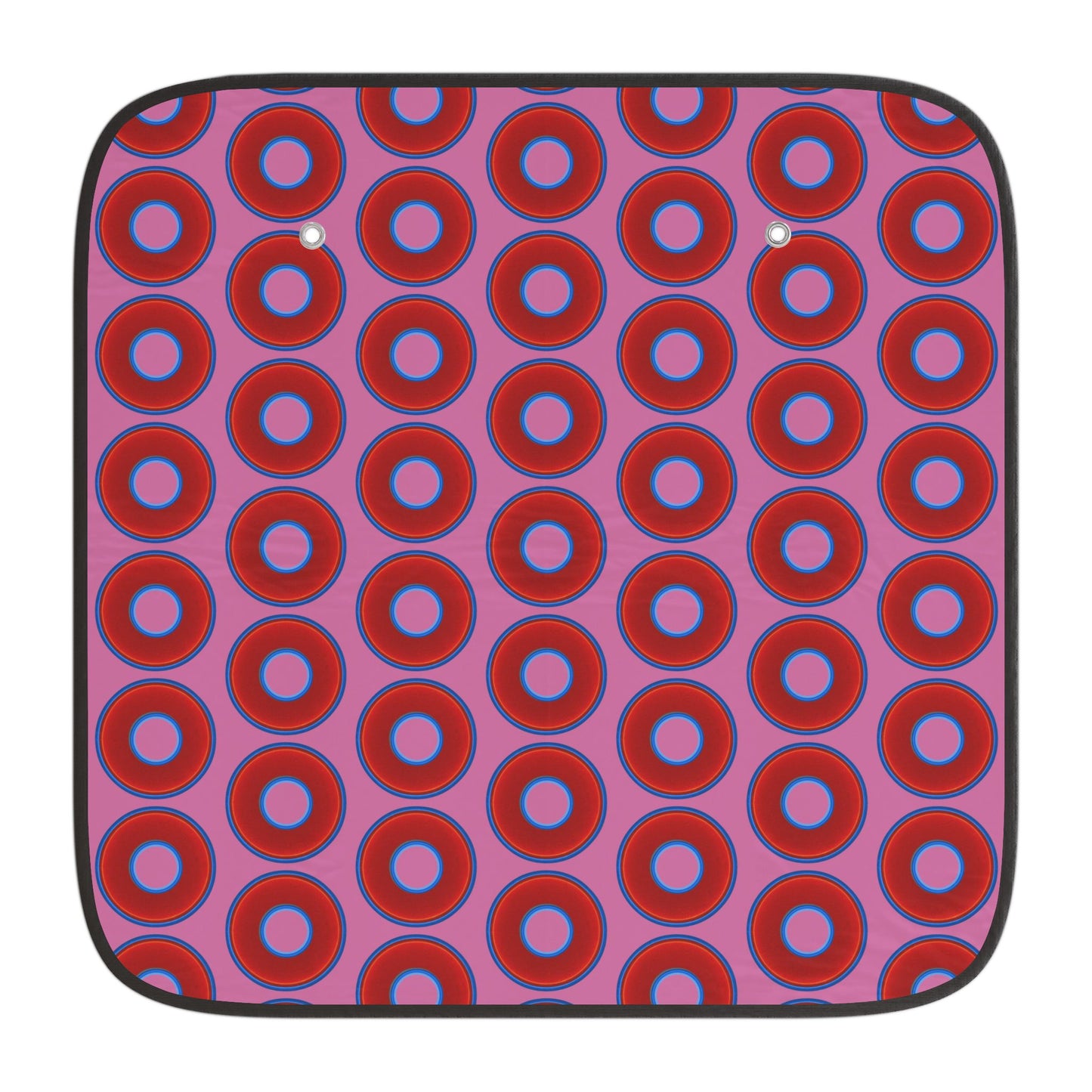 Automotive Donut Sun Shade - red vivid donuts w/pink background