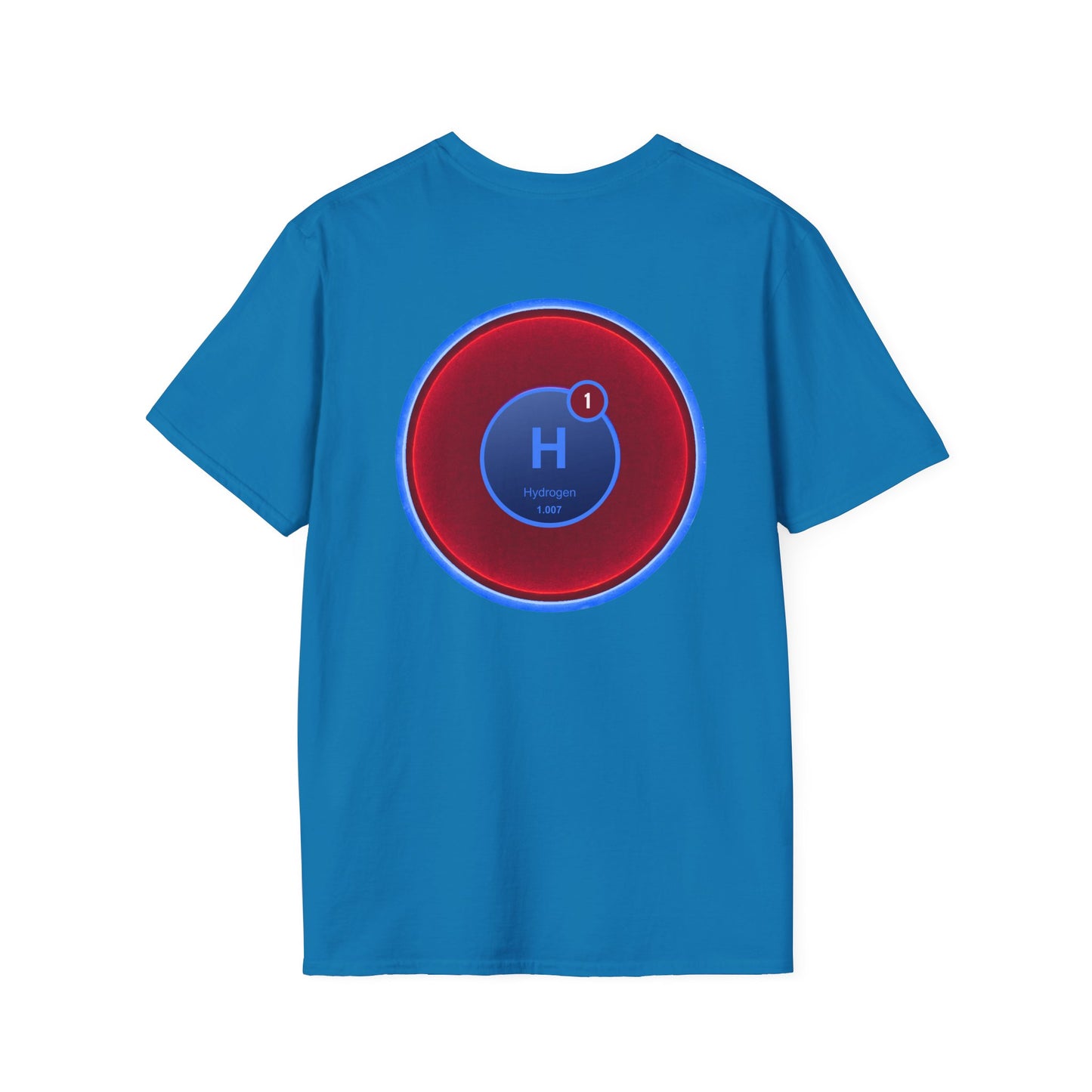 Classic Donut Tee - Unisex Soft-Style - "I am 10% Hydrogen Tee" - vivid red/light blue donut