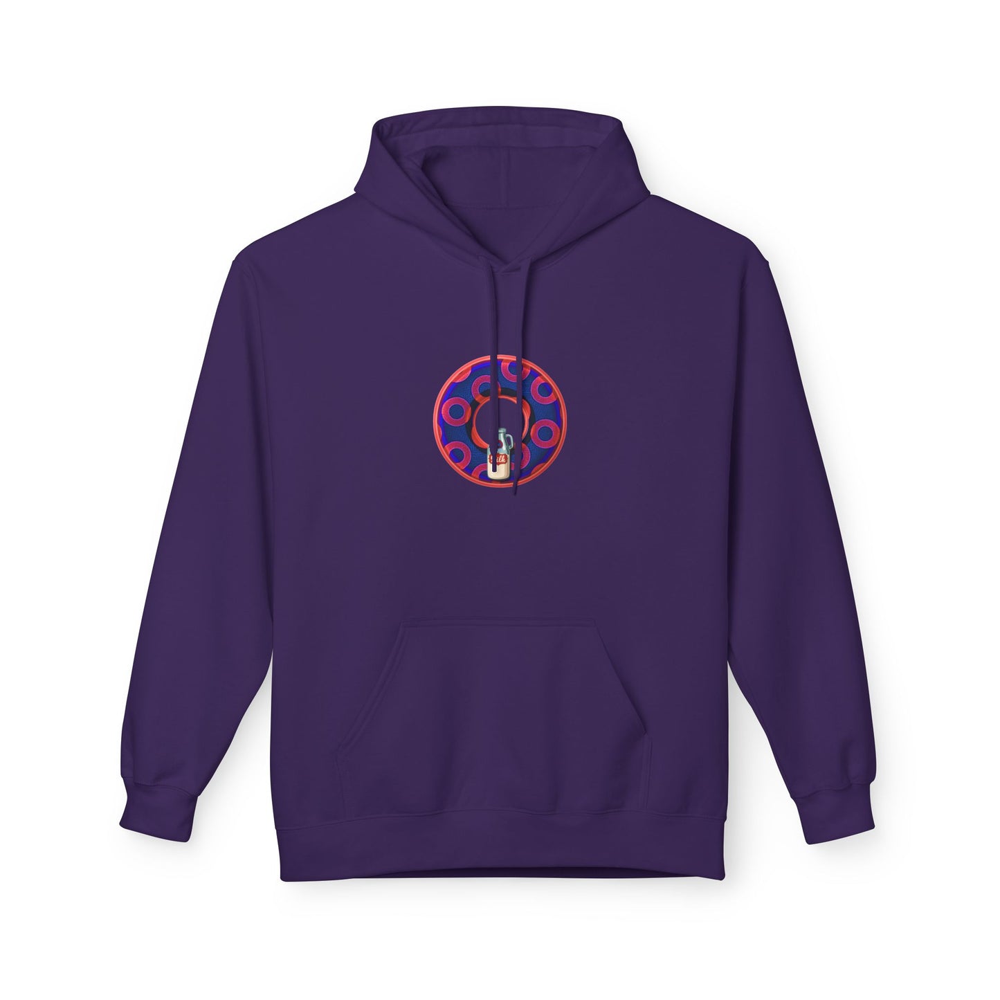 Fleece Harry Hoodies [Midweight Soft-style] - "Wooked Cream Dairy - YEMSG Donut" - electric blue/red rustic paradox donut - variant 2