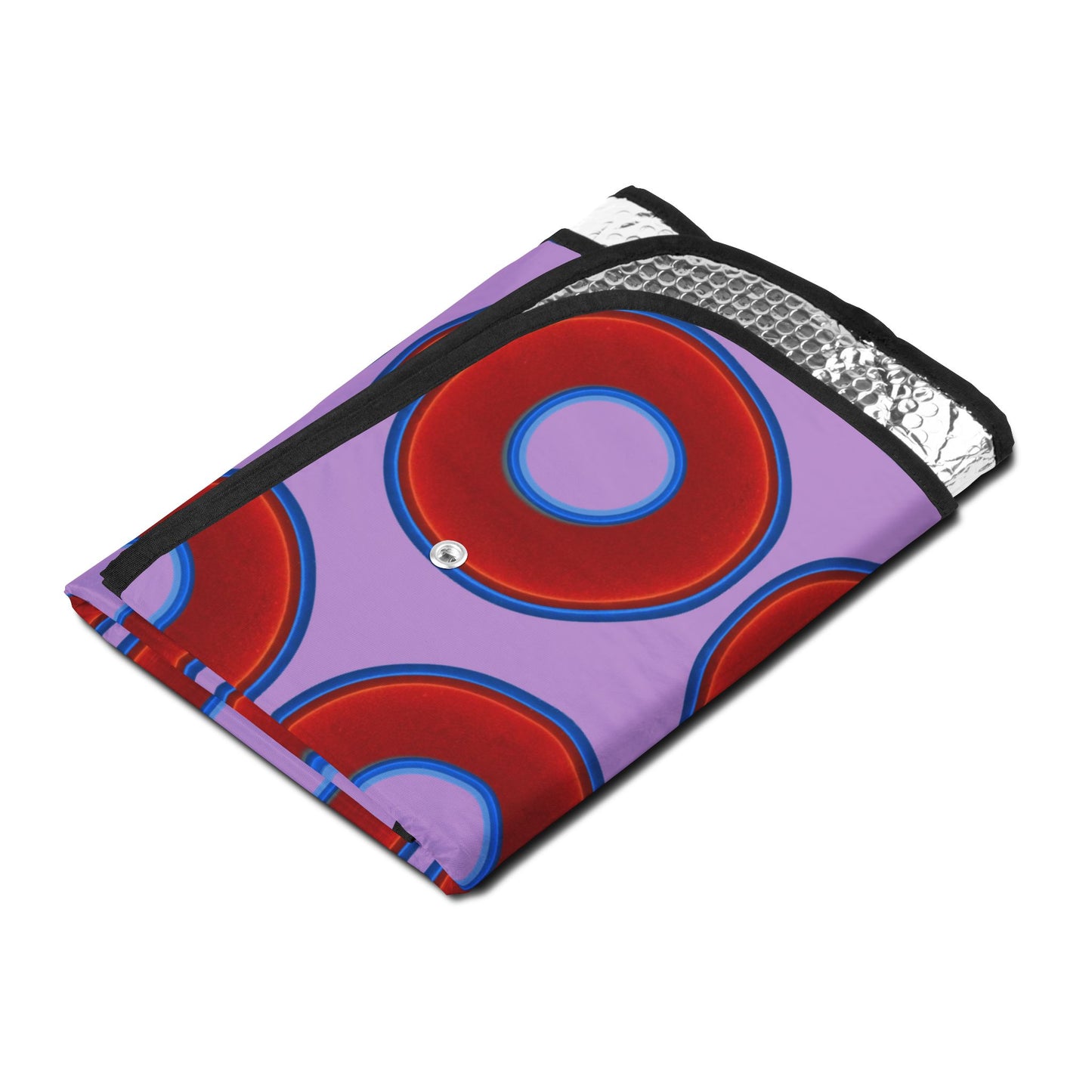 Automotive Donut Sun Shade - red vivid donuts w/wisteria purple background