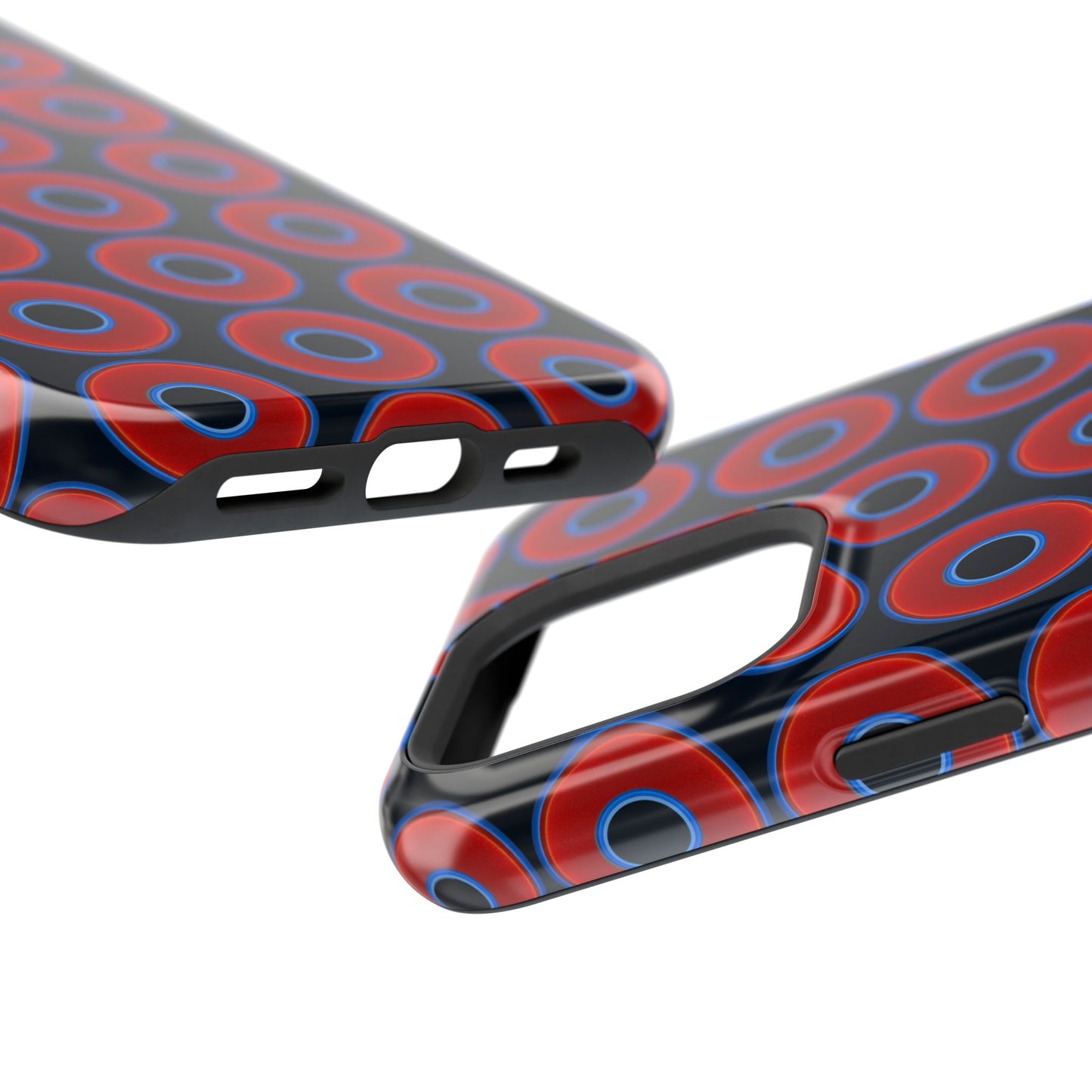 Magnetic Tough Donut Case - red vivid donut print w/blue charcoal background