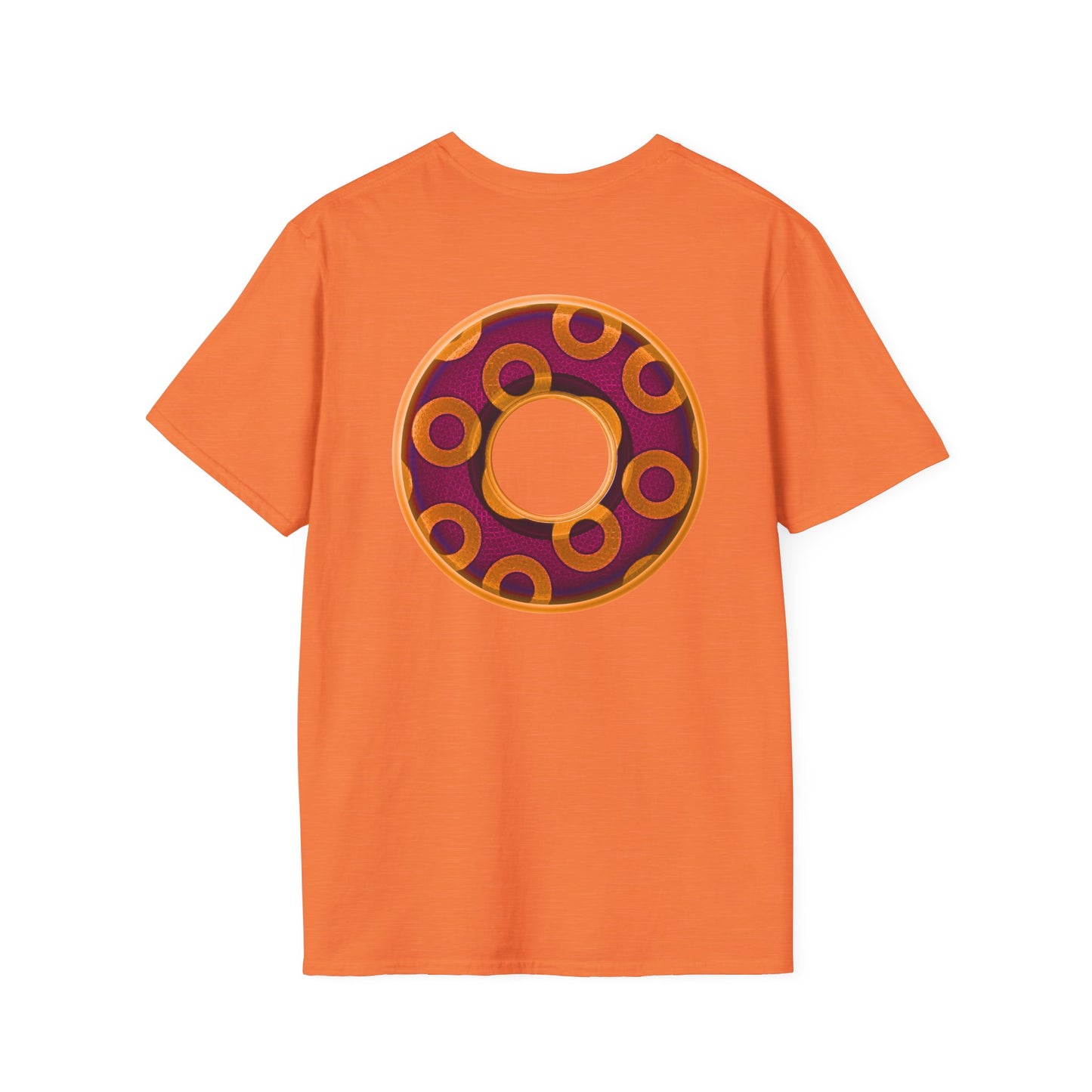 Plain Donuts/Unisex Soft-Style - "Plain Rustic Paradoxical Donuts" - orange/burgundy donuts