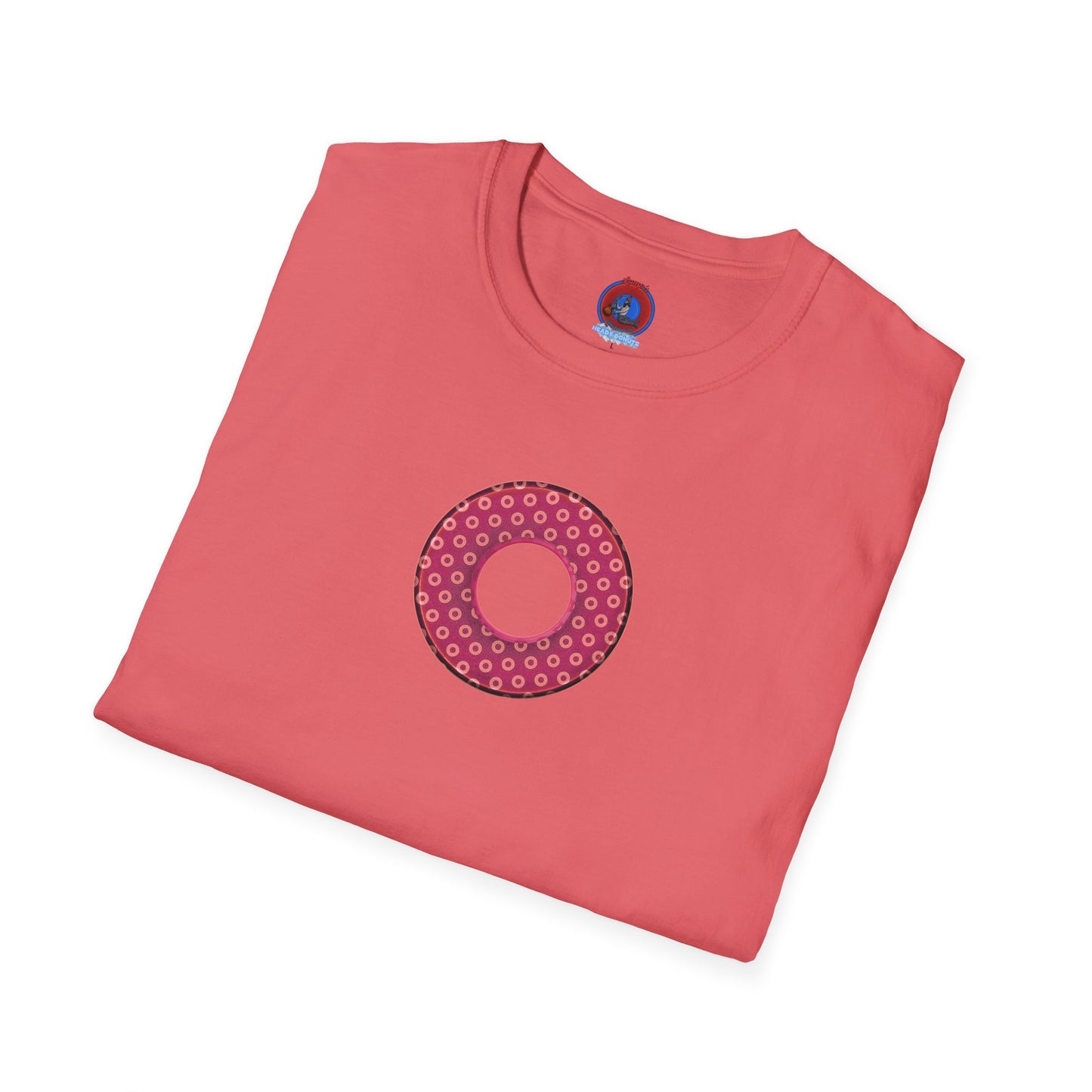 Plain Donuts/Unisex Soft-Style - "Plain Electric Paradoxical Donuts" - dark magenta/coral donuts
