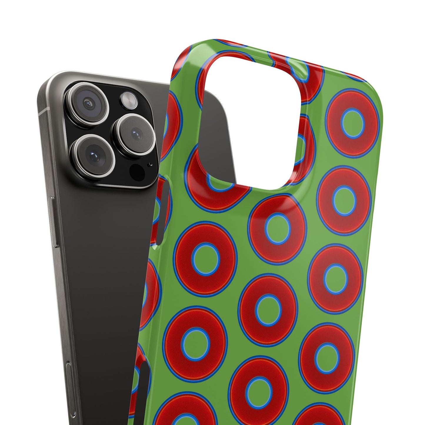 <Lumpy Donut Snap Case - red vivid donut print w/light green background