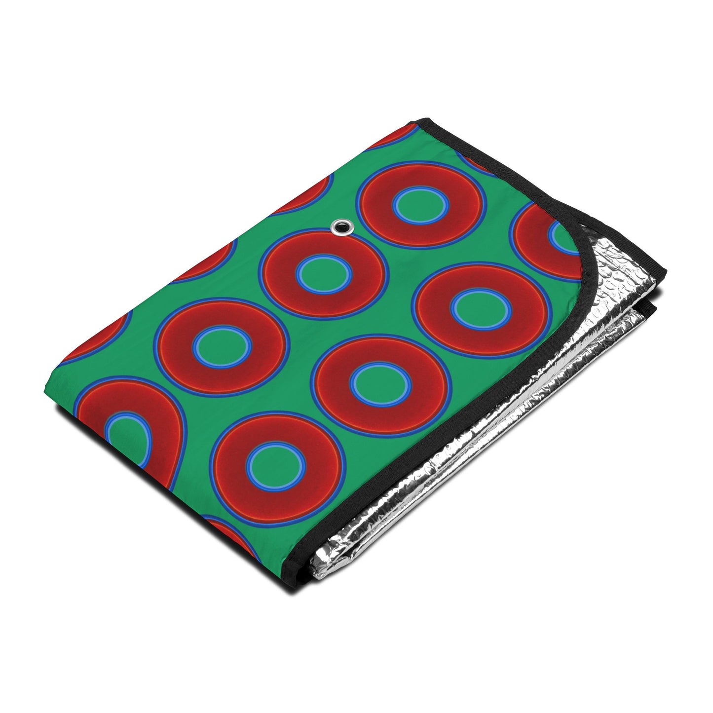 Automotive Donut Sun Shade - red vivid donuts w/jade green background