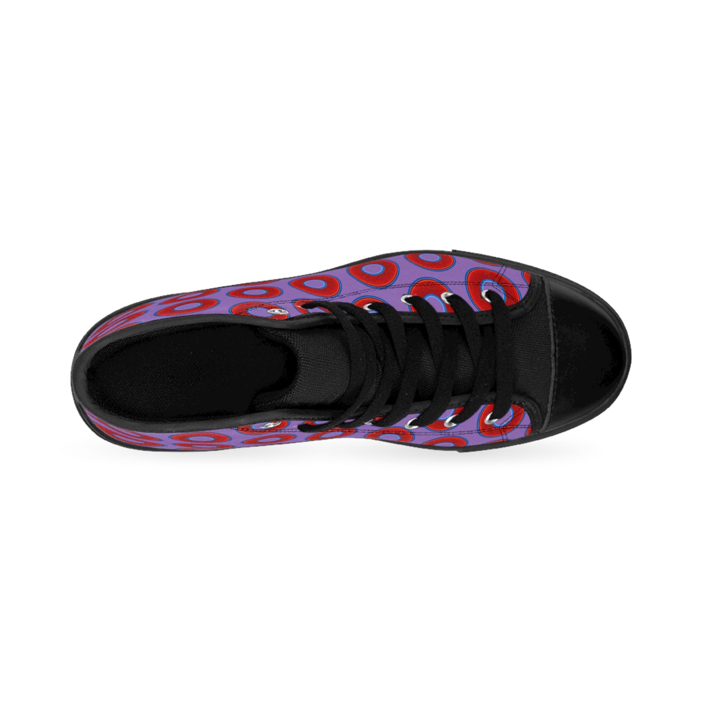 Men's Cushiony Convectors - High Tops - red vivid donuts w/light purple background