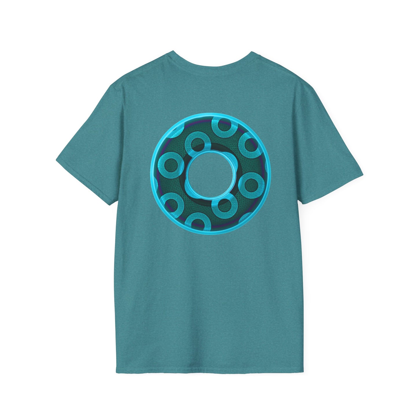 Plain Donuts/Unisex Soft-Style - "Plain Rustic Paradoxical Donuts" - light aquamarine/dark teal donuts