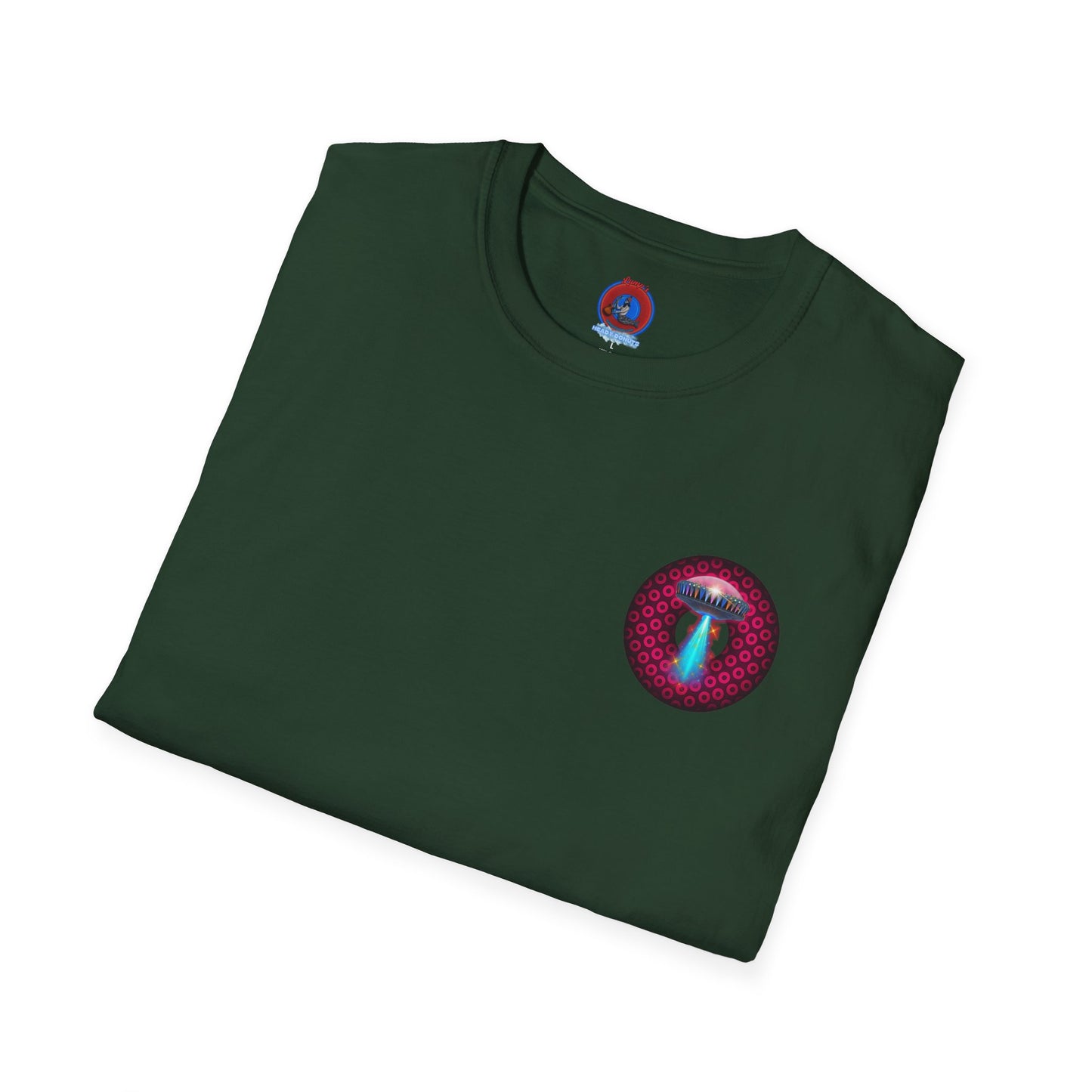 Classic Donut Tee - Unisex Soft-Style - "Donuts now Served on the Mothership" - series 1.0  - variant 2  - red/red paradoxical donut