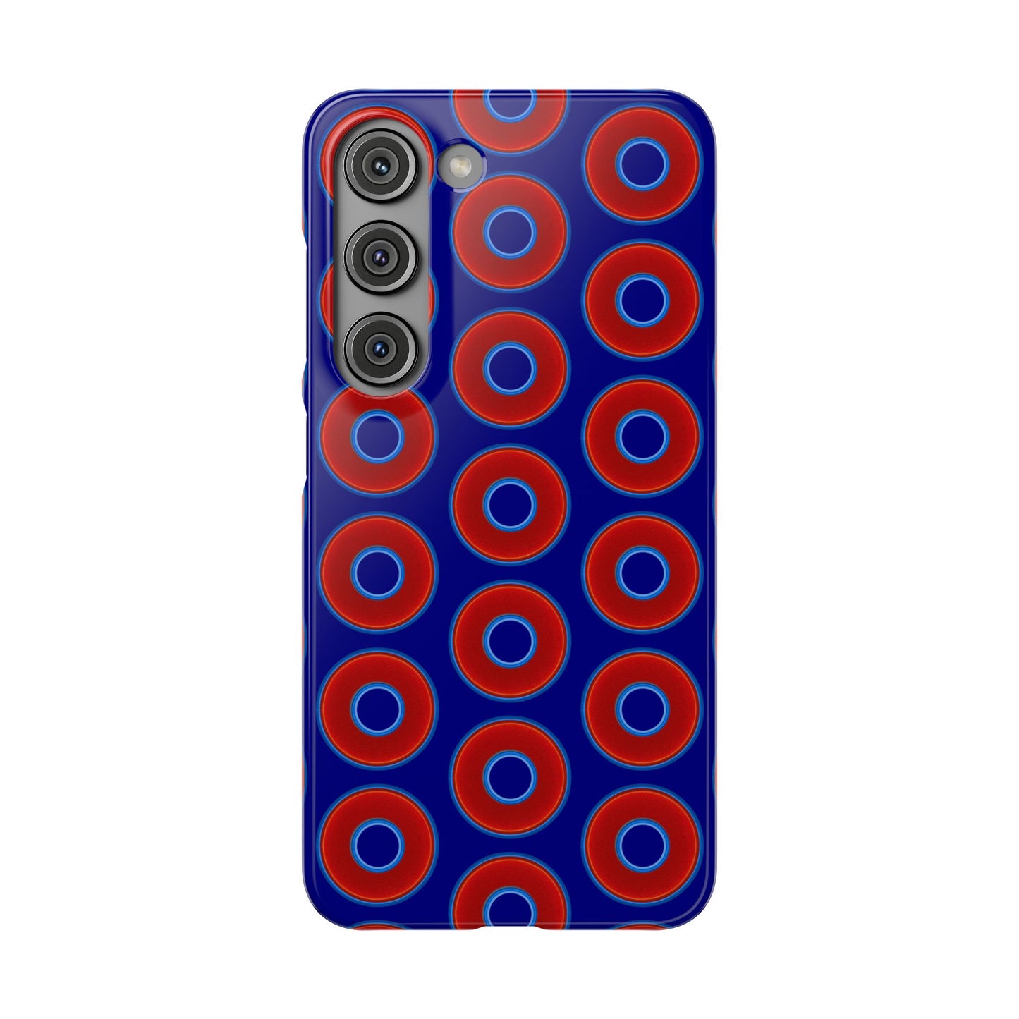 Lumpy Donut Snap Case - red vivid donut print w/vivid navy blue background
