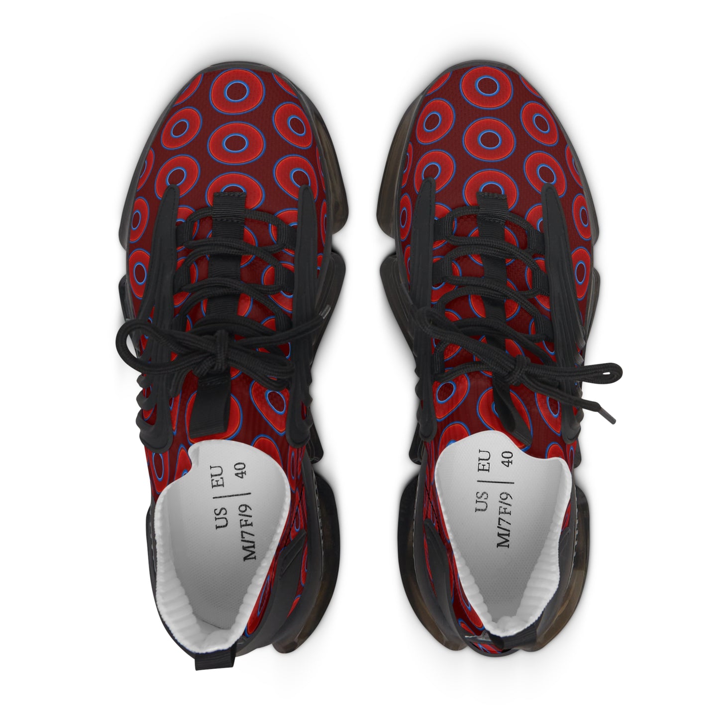 Women's Donut Kicks - red vivid donut print w/dark red background