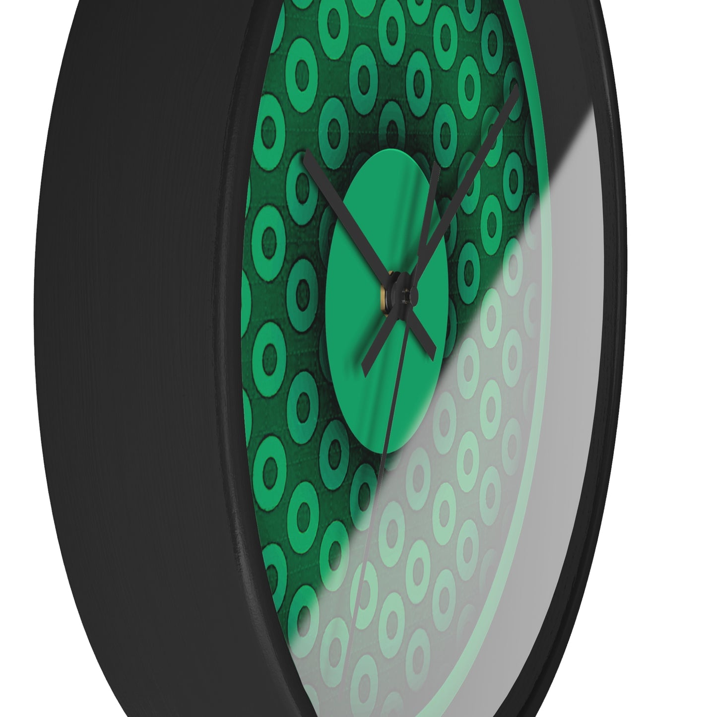 Lumpy Wall Clock - "Plain Paradoxical Donut" - green/green donut w/jade green background