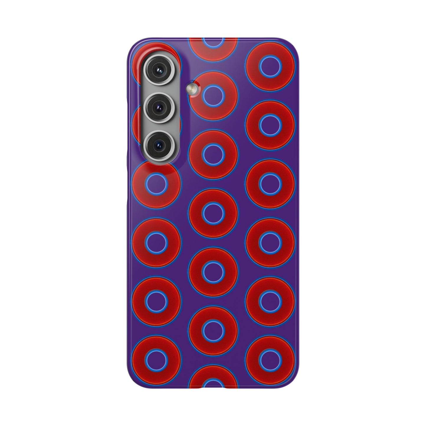 Lumpy Donut Snap Case - red vivid donut print w/dark purple background