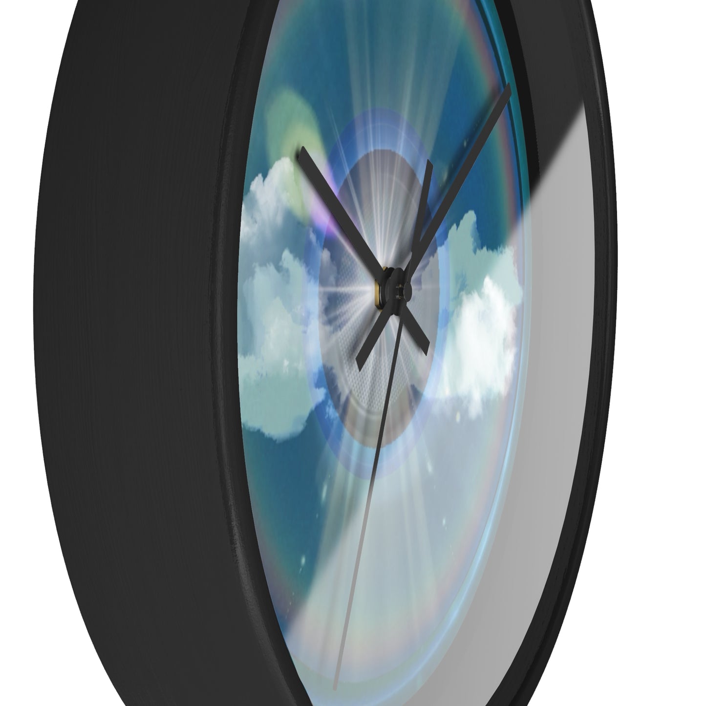 Lumpy Wall Clock - "The Divided Donut Clock" - variant 1 -  sky donut w/black background  [*charitable donut]