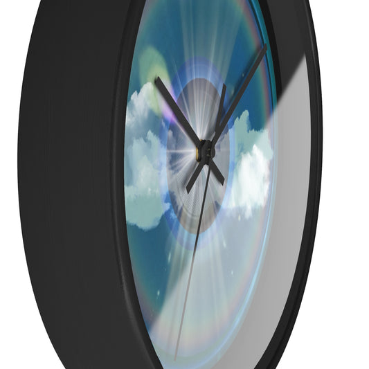 Lumpy Wall Clock - "The Divided Donut Clock" - variant 1 -  sky donut w/black background  [*charitable donut]