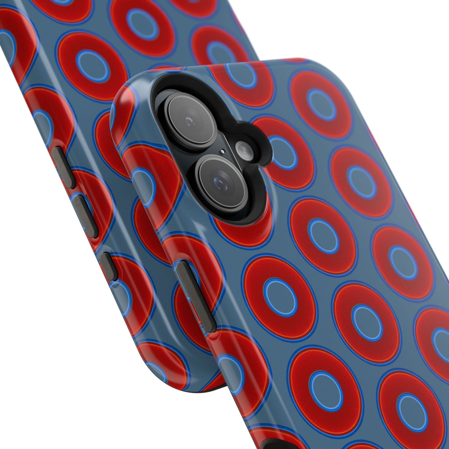 Magnetic Tough Donut Case - red vivid donut print w/steel blue background