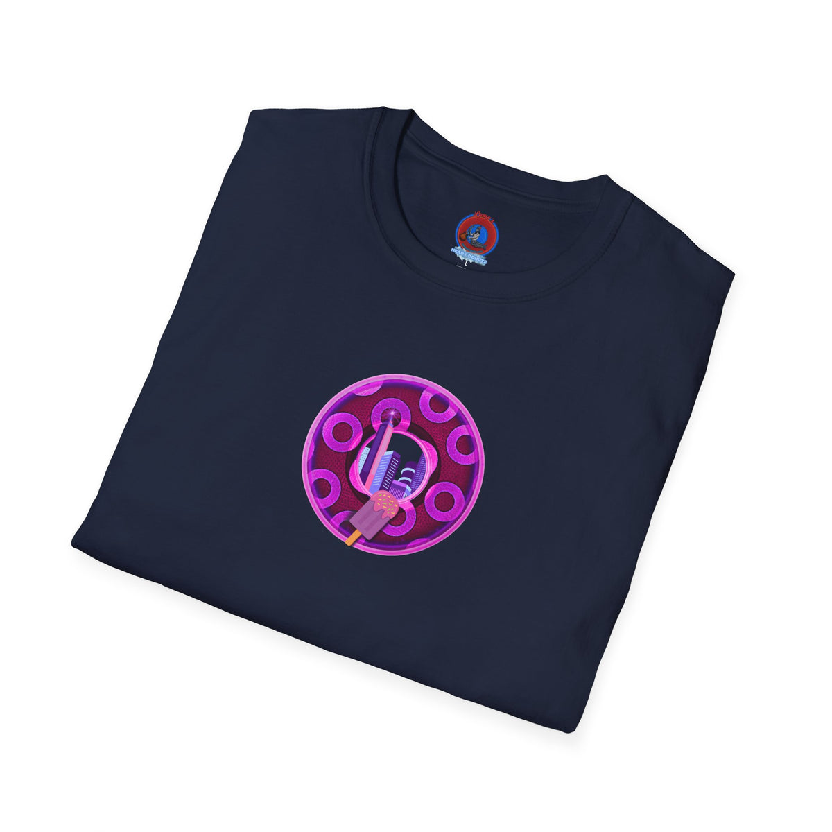 Classic Donut Tee - Unisex Soft-Style - "It's Ice Cream Popsicles - YEMSG Donut" - purple/magenta paradox donut - variant 2