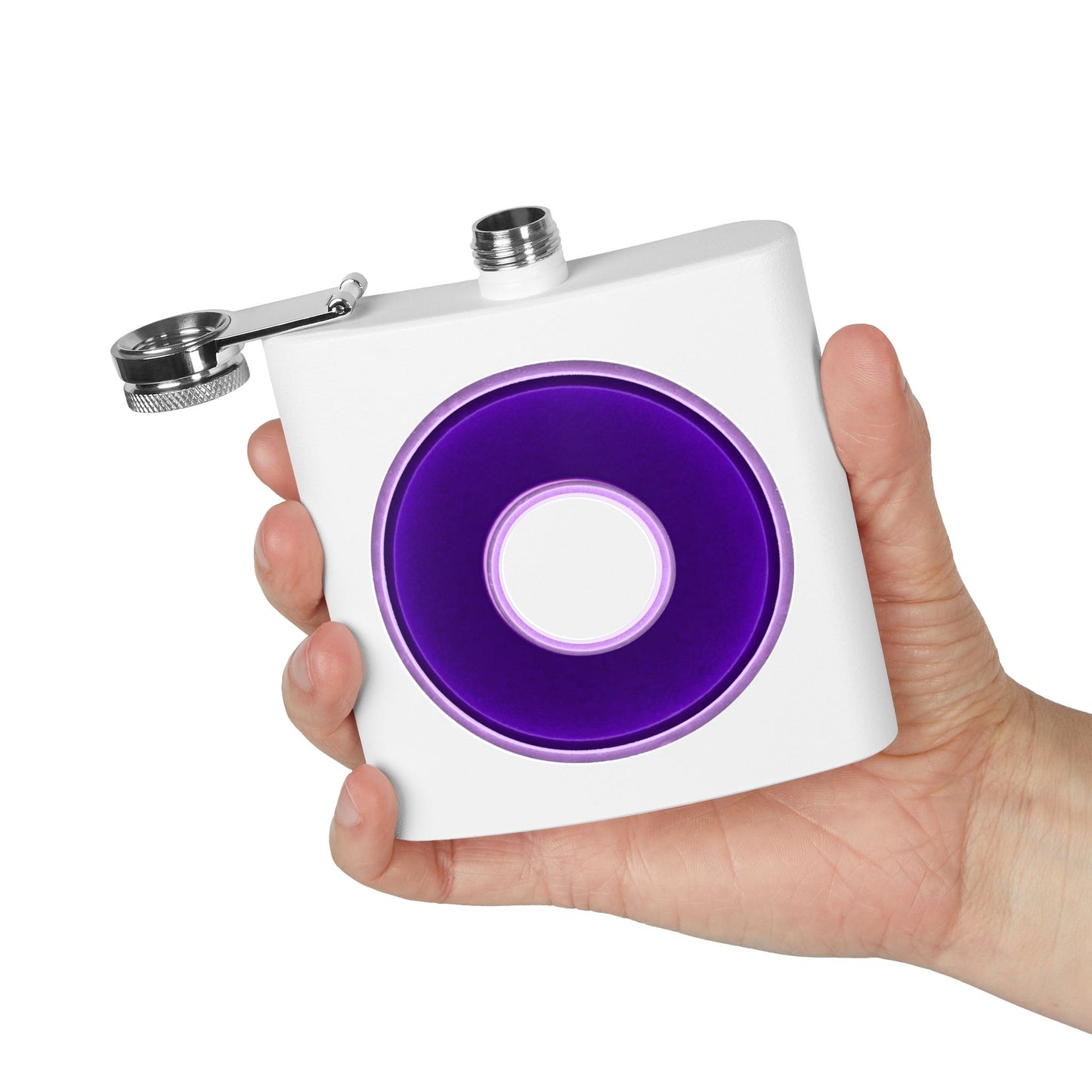 Lump's Donut Flask 6 oz - Vivid dark purple/light purple donut - [*w/your choice of 5 backgrounds]