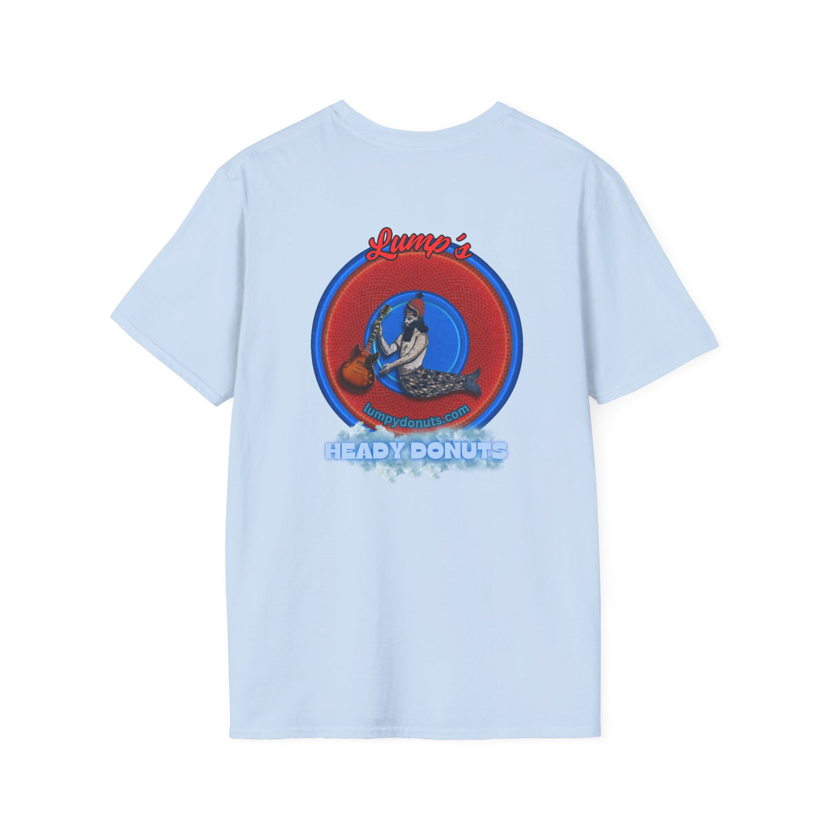 Classic Donut Tee - Unisex Soft-Style - "Lump's Heady Donuts Logo" - series 1.0  - red/blue rustic donut