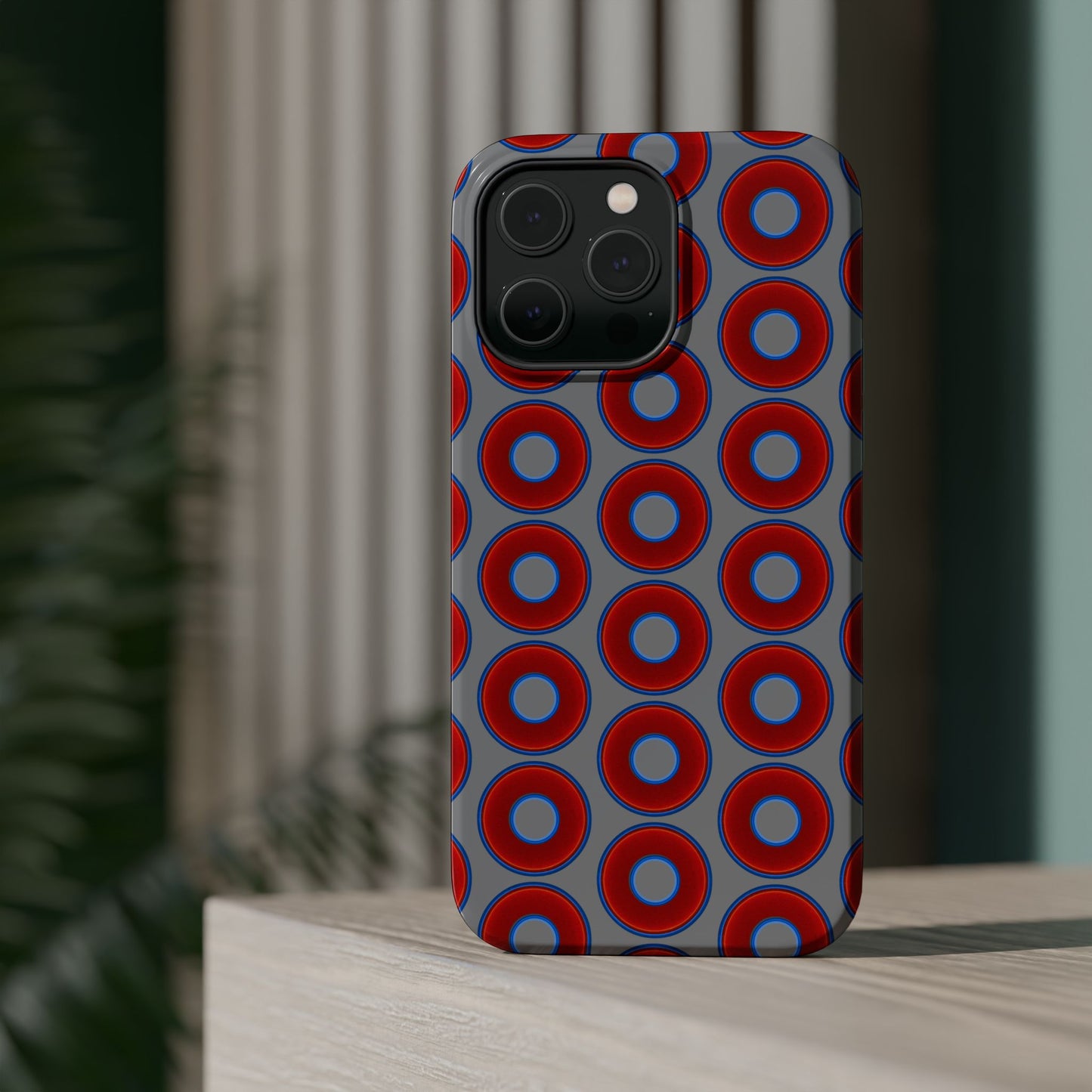Magnetic Tough Donut Case - red vivid donut print w/gray background