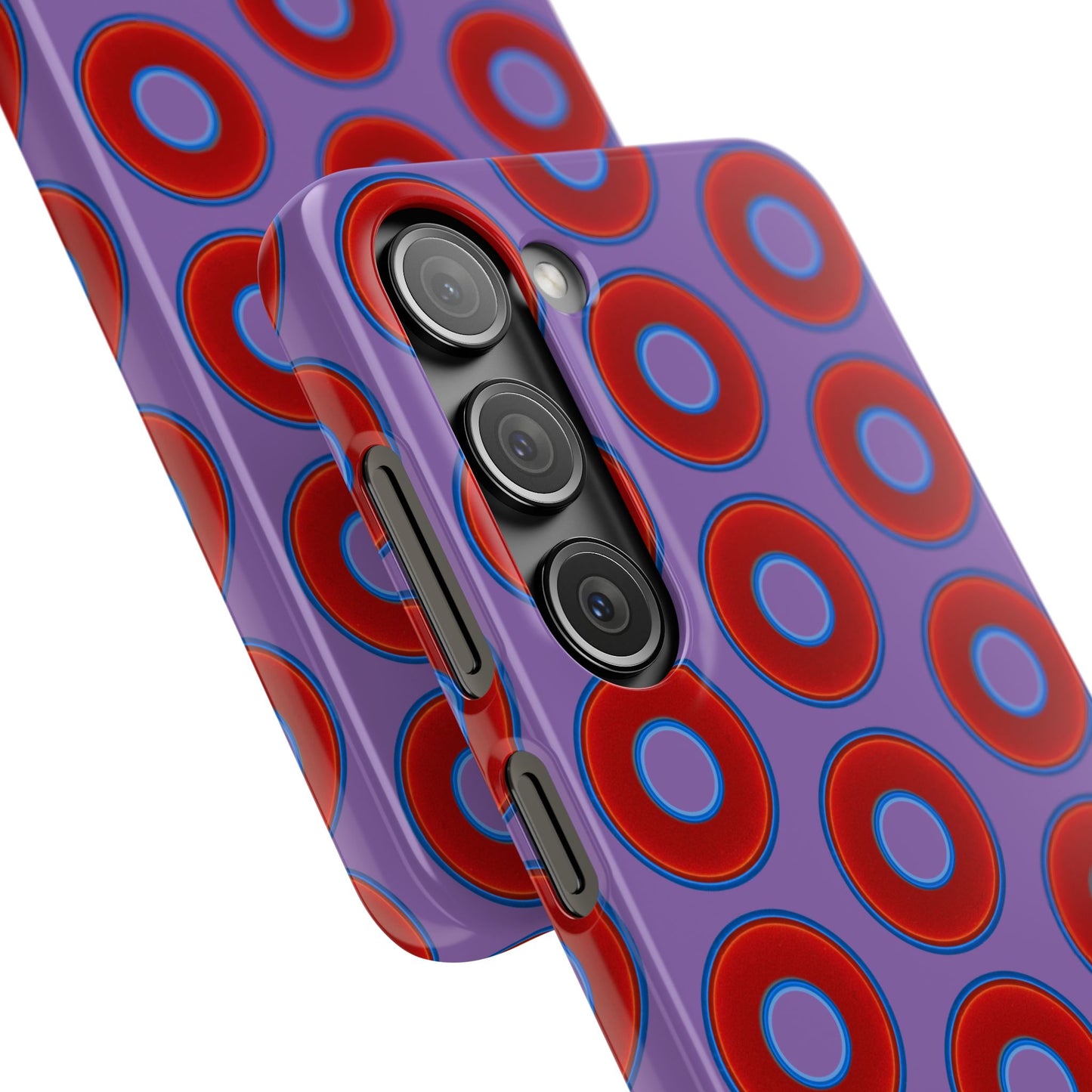 Lumpy Donut Snap Case - red vivid donut print w/light purple background