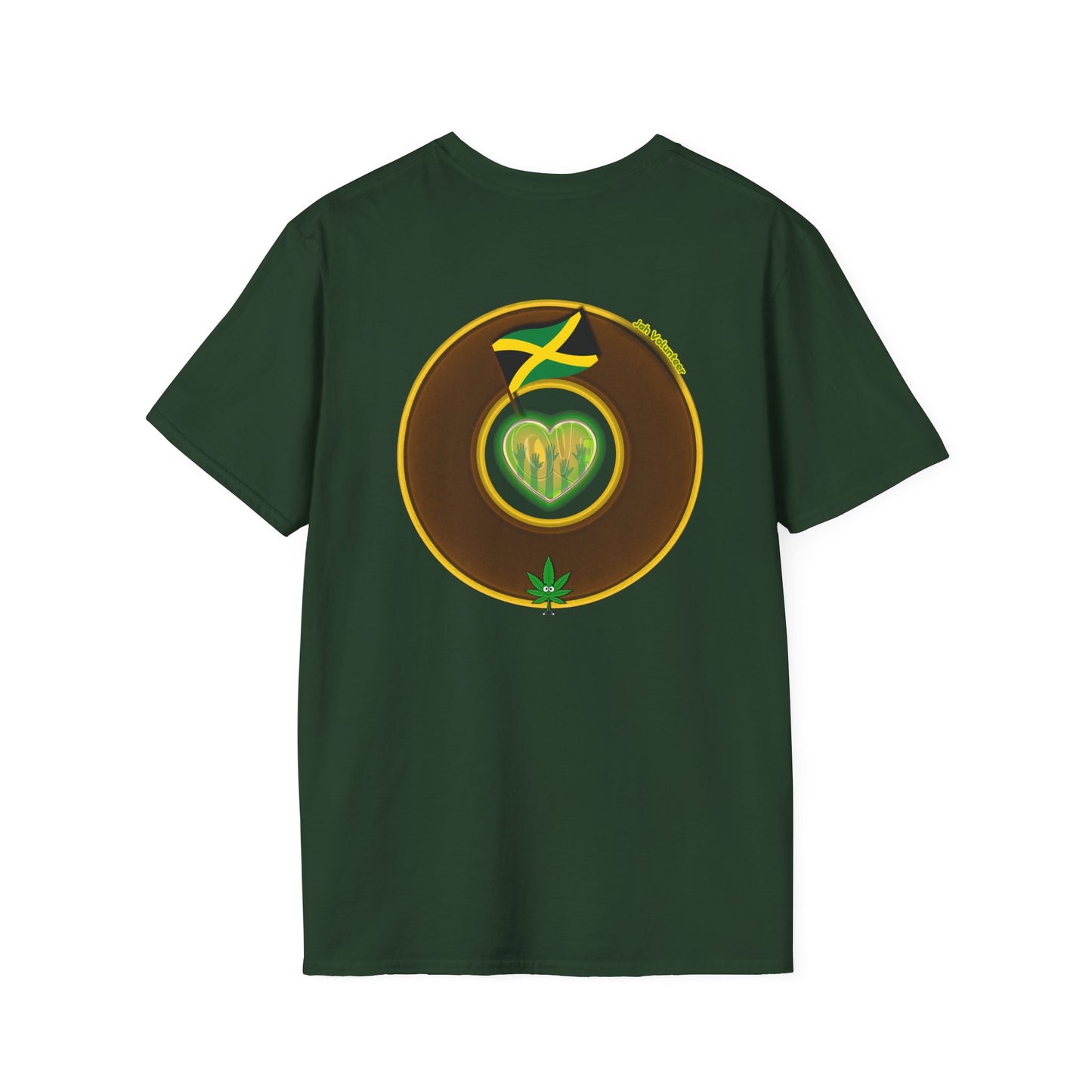 Classic Donut Tee - Unisex Soft-Style - "Jah Volunteers Protect Jah Love... and donuts!" - vivid brown/gold donut