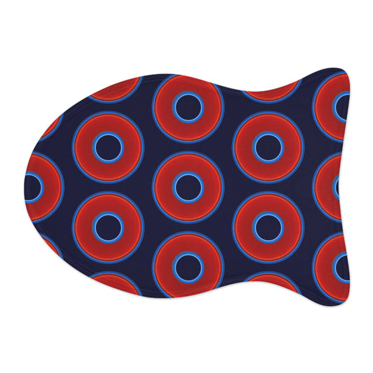 Wendy's Lumpy Pet Feed Mat - vivid red donuts w/midnight blue background