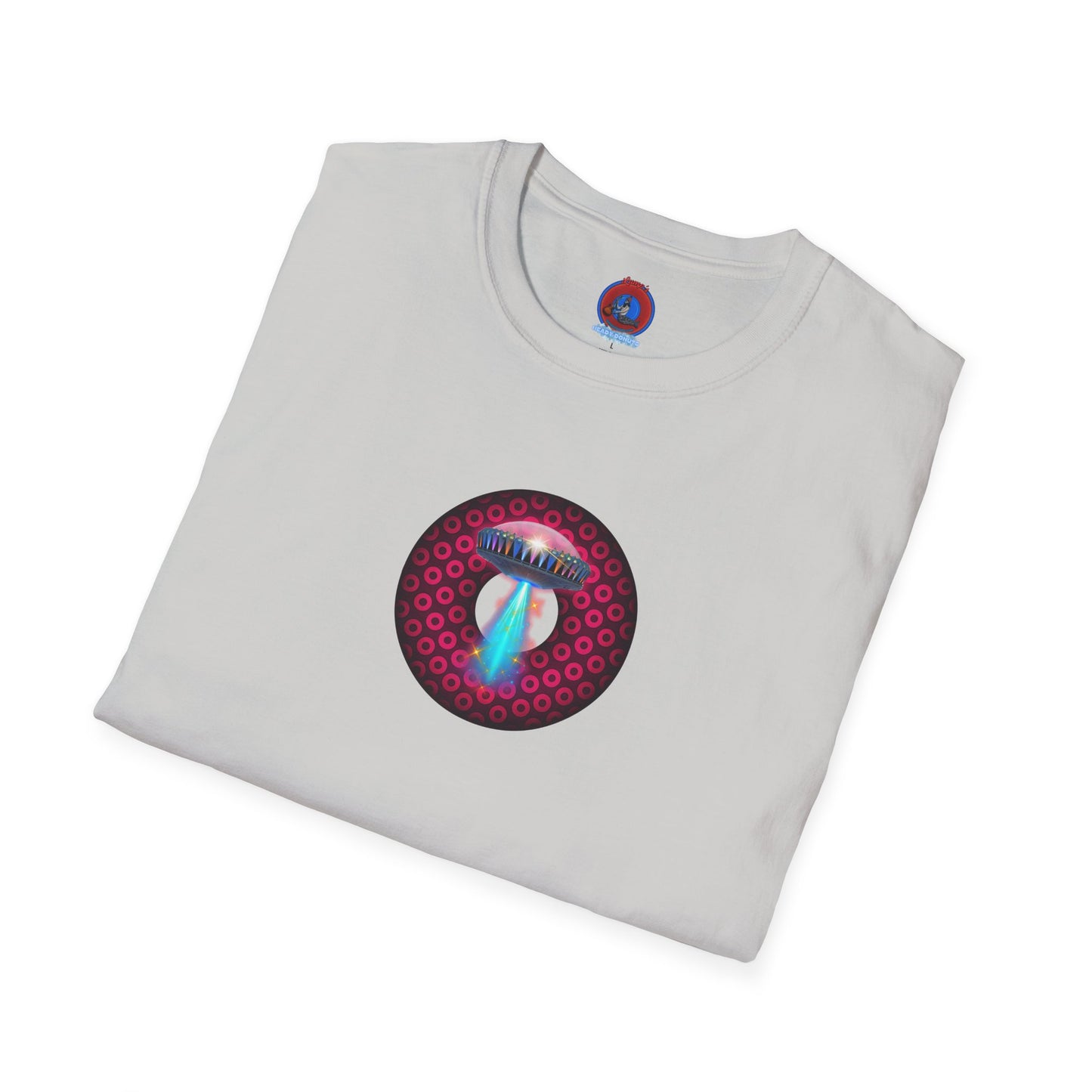 Classic Donut Tee - Unisex Soft-Style - "Donuts now Served on the Mothership" - series 1.0  - variant 2  - red/red paradoxical donut