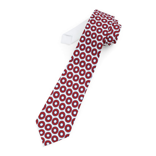 The Lumpy Necktie - vivid red donut print w/white background